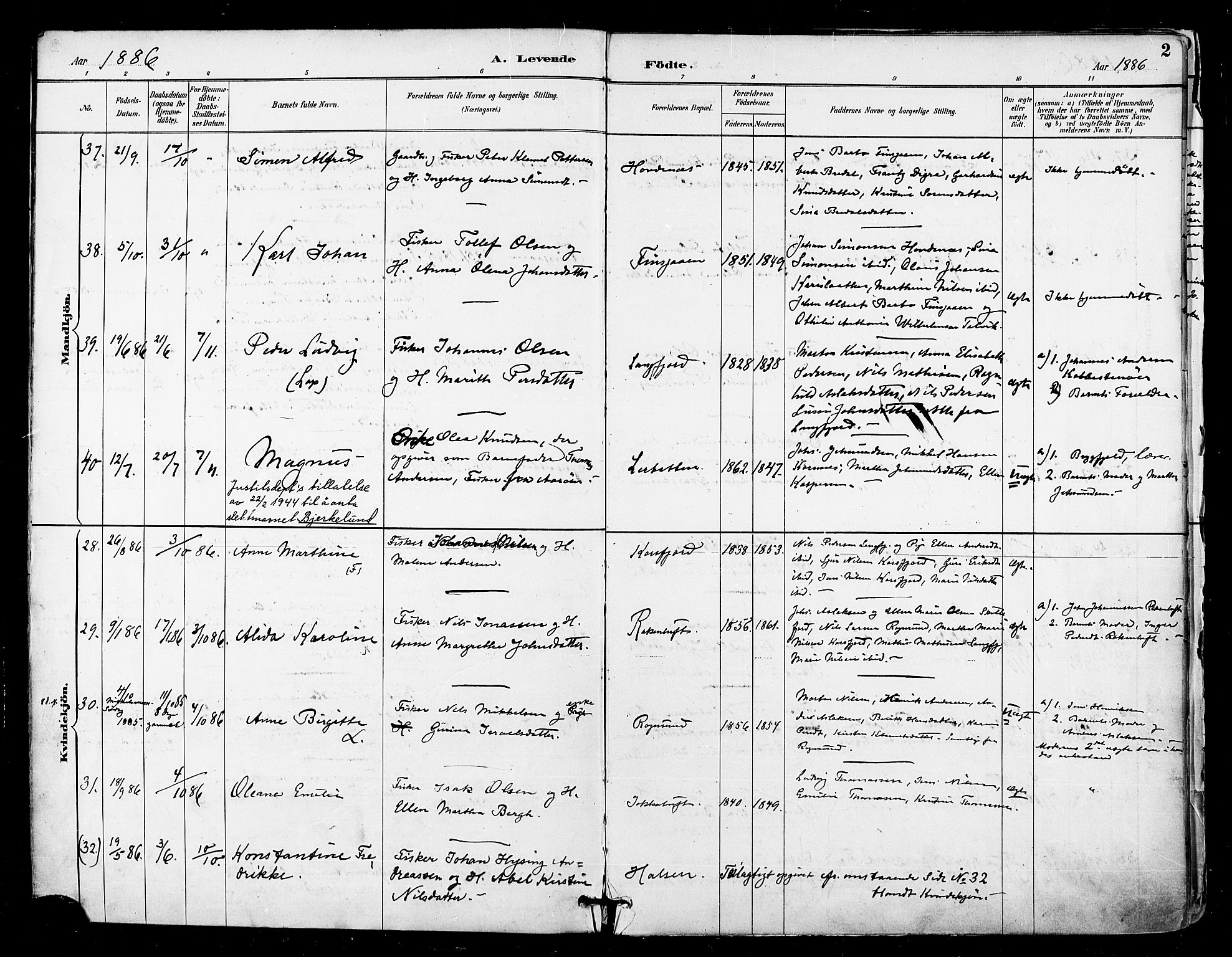 Talvik sokneprestkontor, SATØ/S-1337/H/Ha/L0013kirke: Parish register (official) no. 13, 1886-1897, p. 2