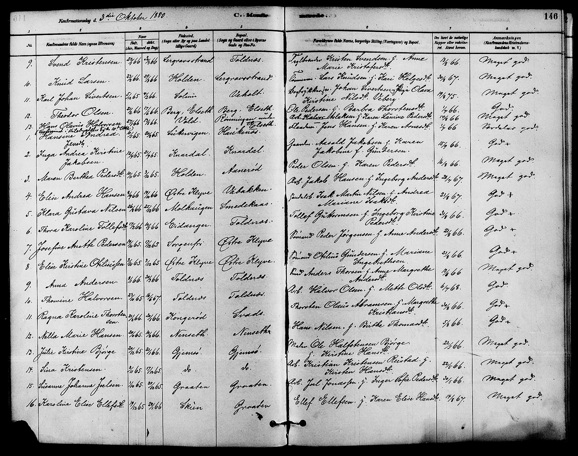 Solum kirkebøker, SAKO/A-306/F/Fa/L0009: Parish register (official) no. I 9, 1877-1887, p. 146