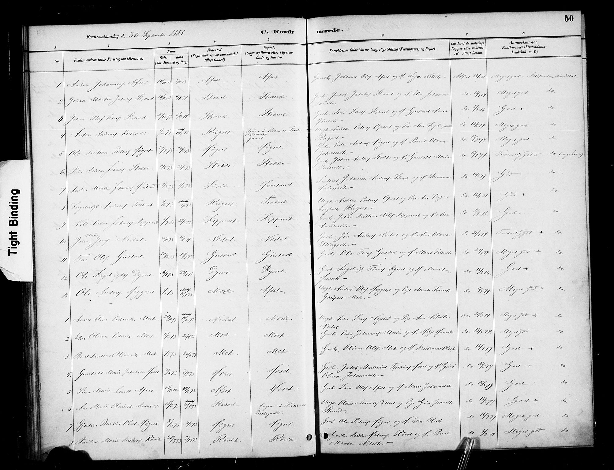 Ministerialprotokoller, klokkerbøker og fødselsregistre - Møre og Romsdal, SAT/A-1454/568/L0809: Parish register (official) no. 568A13, 1884-1900, p. 50