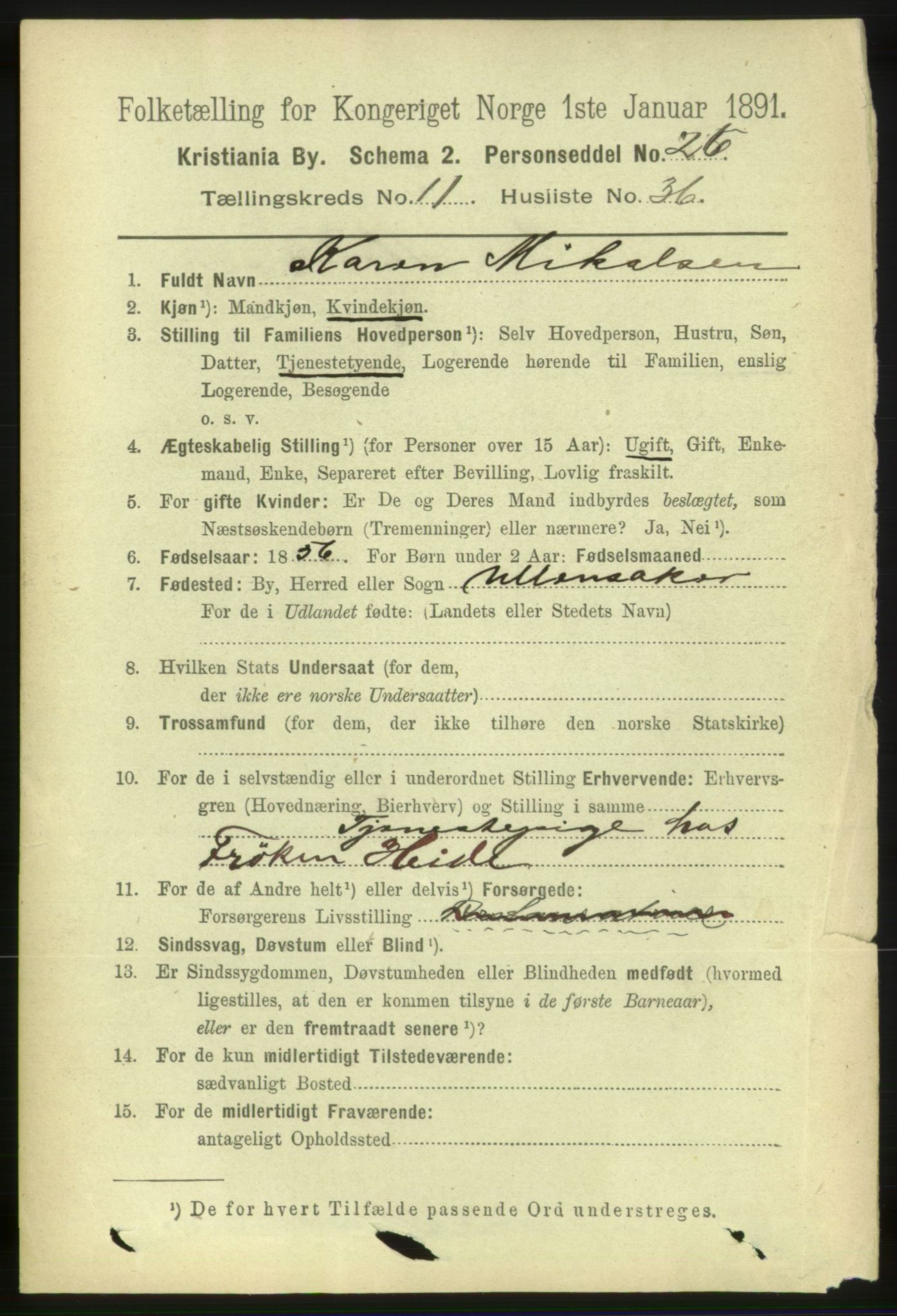 RA, 1891 census for 0301 Kristiania, 1891, p. 5375