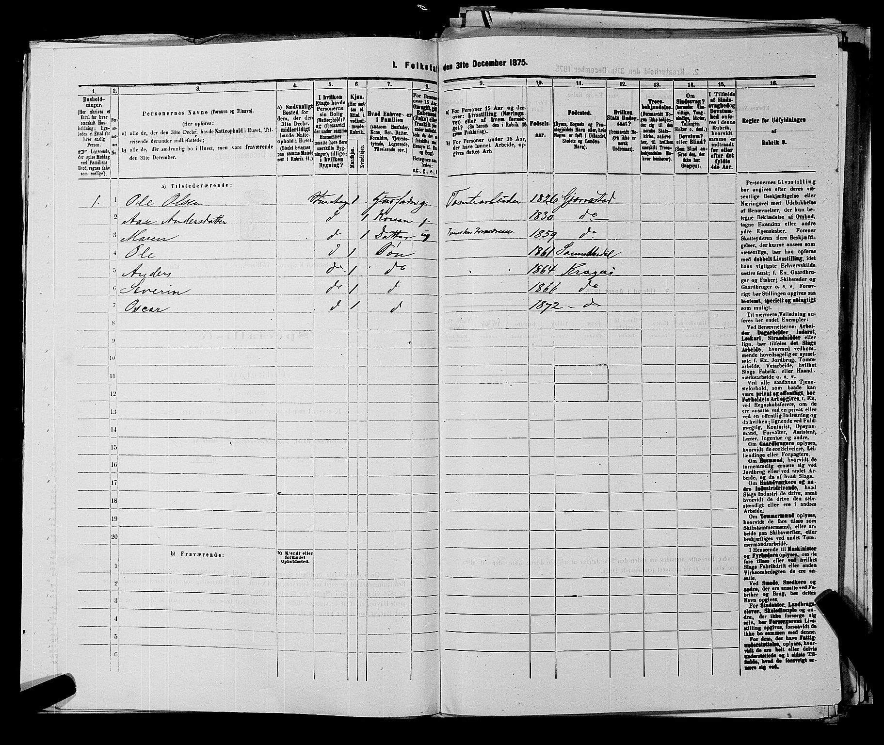 SAKO, 1875 census for 0801P Kragerø, 1875, p. 1259