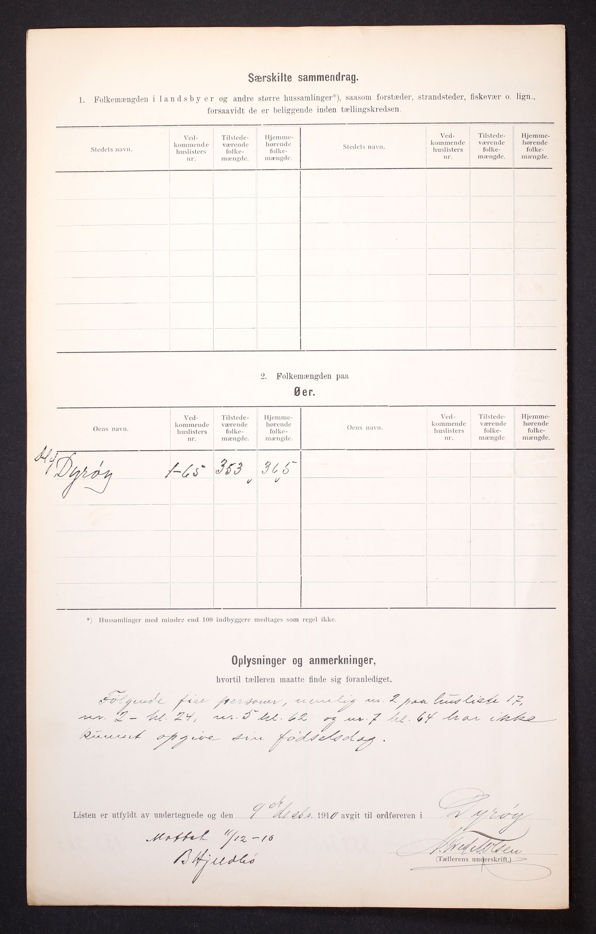 RA, 1910 census for Dyrøy, 1910, p. 18