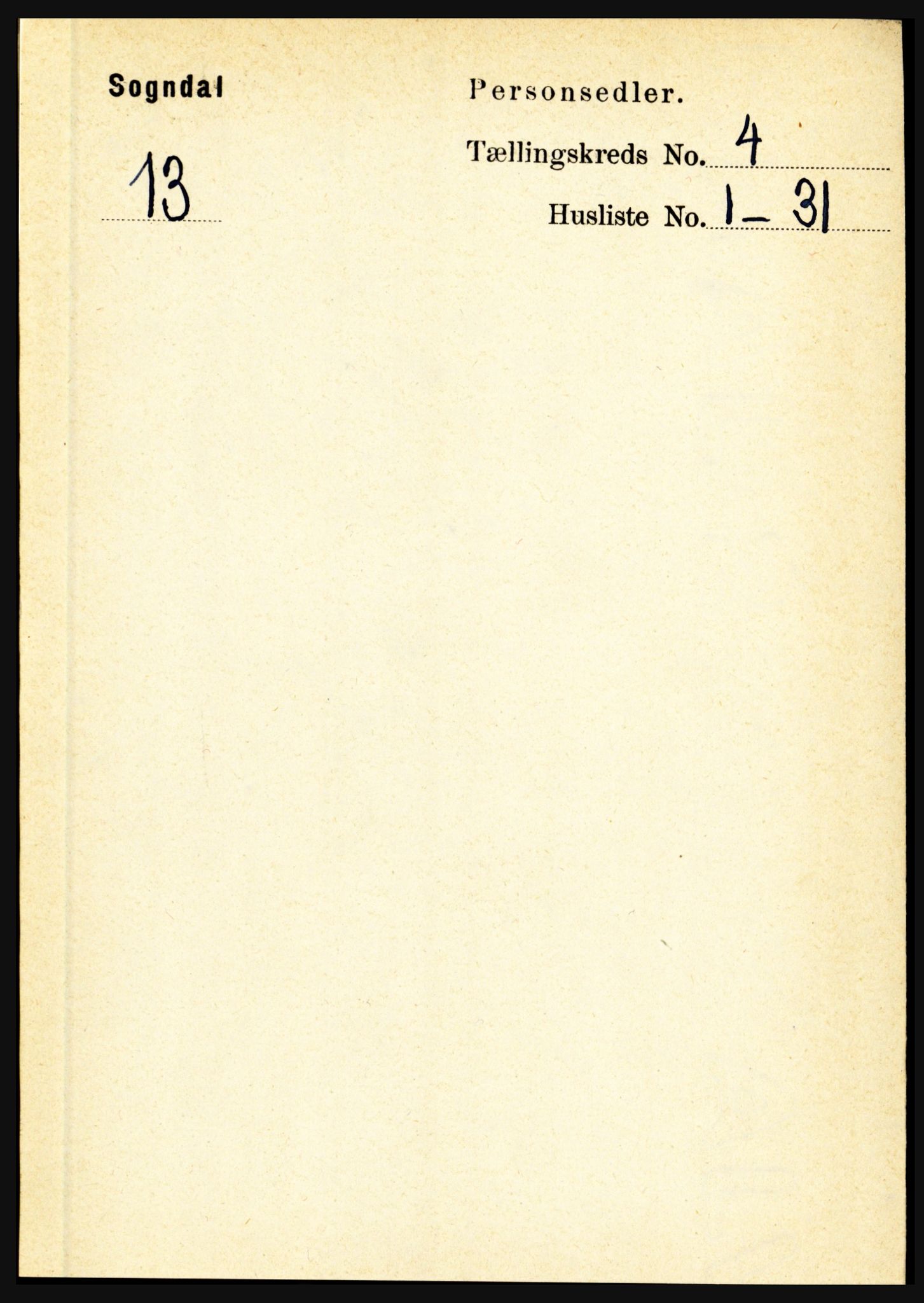 RA, 1891 census for 1420 Sogndal, 1891, p. 1895