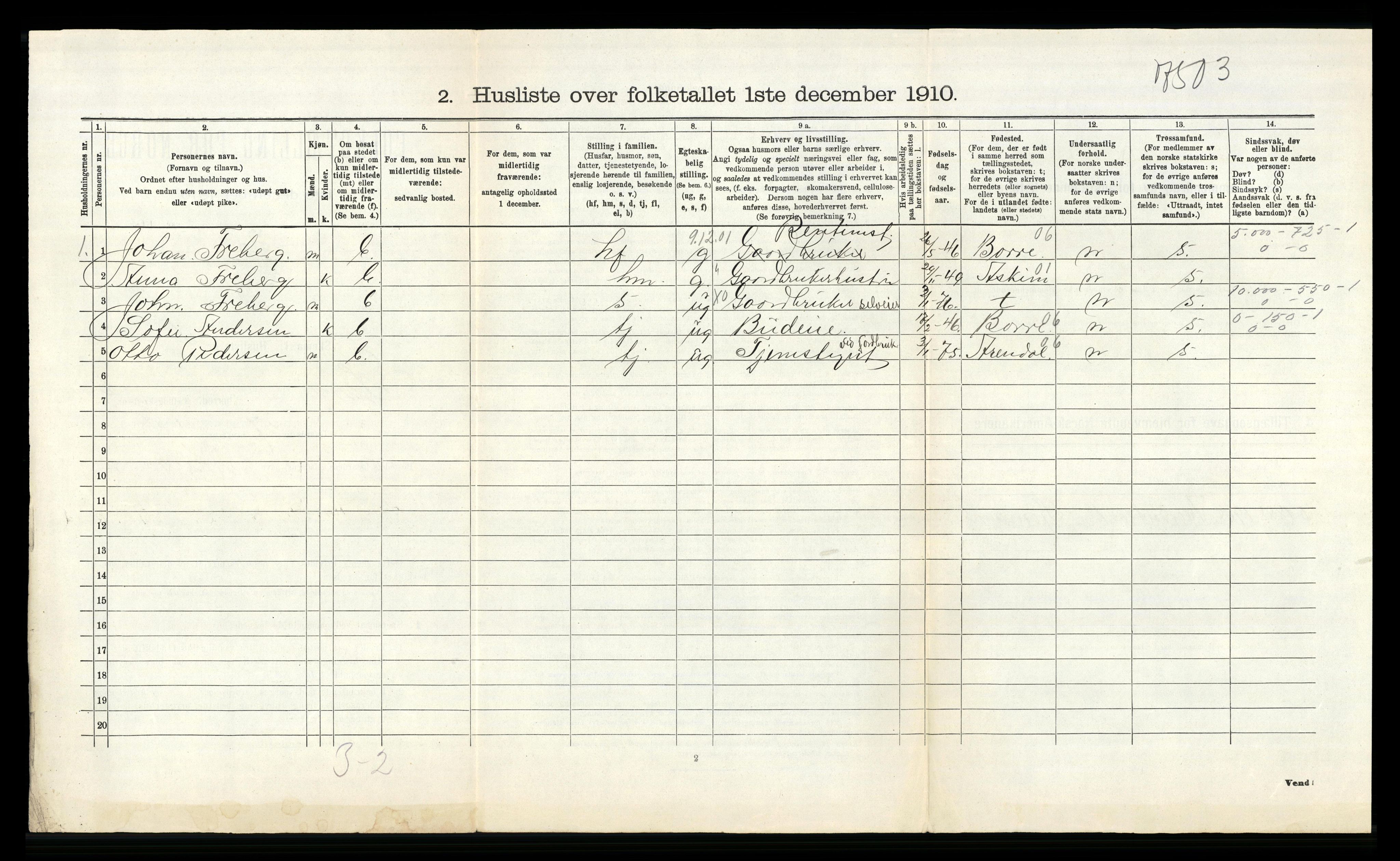 RA, 1910 census for Sem, 1910, p. 659