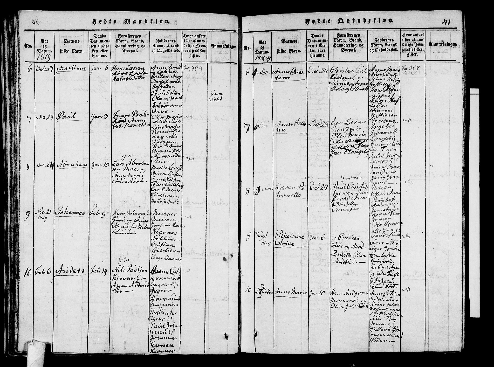 Sandar kirkebøker, AV/SAKO-A-243/G/Ga/L0001: Parish register (copy) no. 1, 1814-1835, p. 41