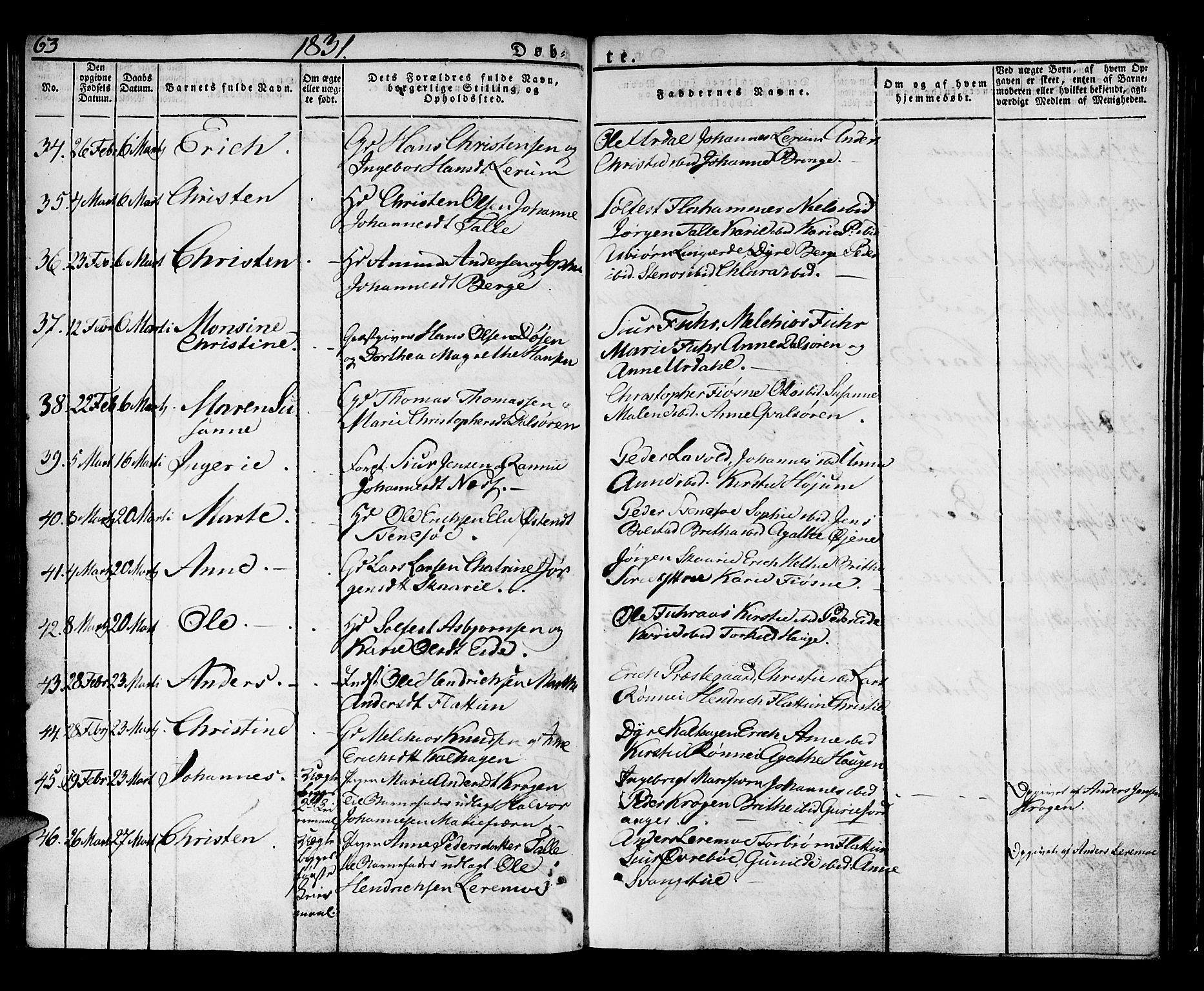 Luster sokneprestembete, AV/SAB-A-81101/H/Haa/Haaa/L0004: Parish register (official) no. A 4, 1821-1832, p. 63