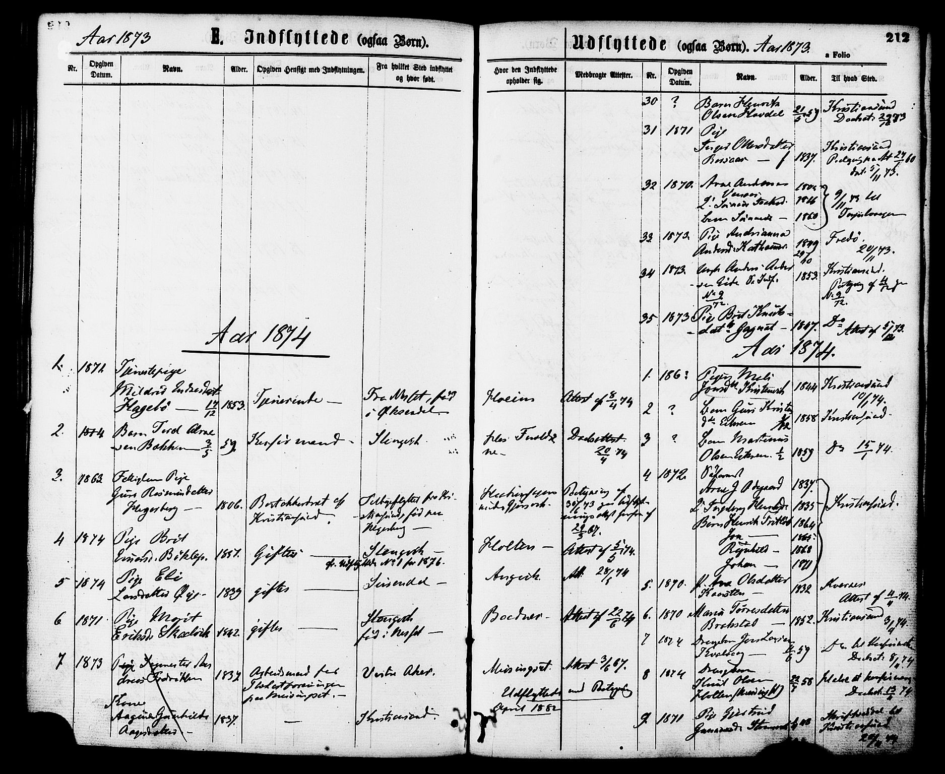 Ministerialprotokoller, klokkerbøker og fødselsregistre - Møre og Romsdal, SAT/A-1454/586/L0986: Parish register (official) no. 586A12, 1867-1878, p. 212