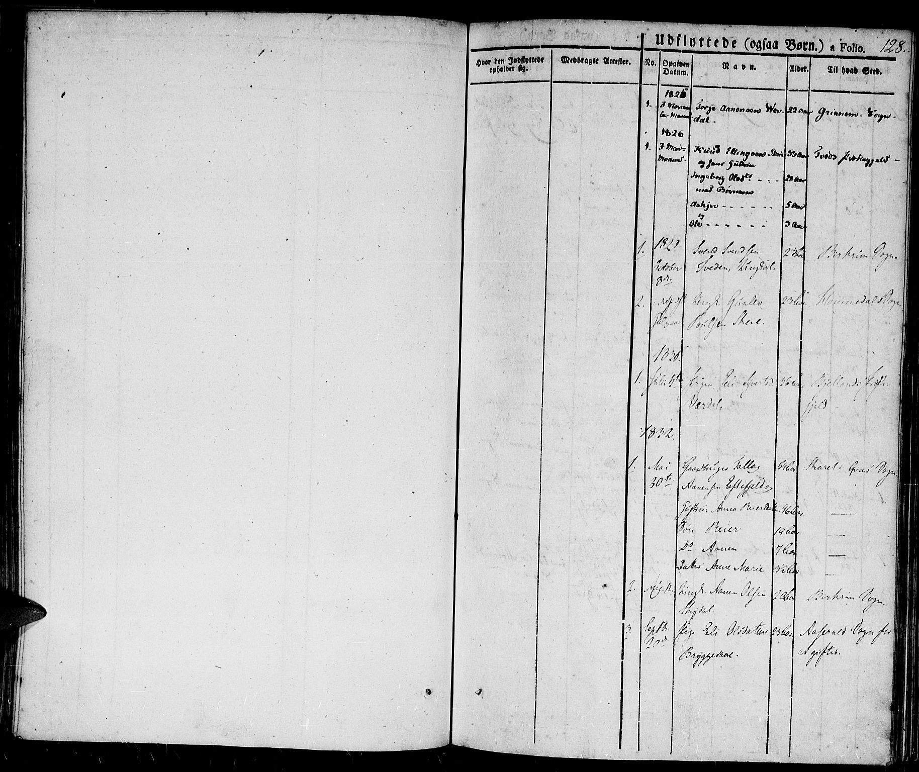 Hægebostad sokneprestkontor, SAK/1111-0024/F/Fa/Fab/L0001: Parish register (official) no. A 1, 1823-1867, p. 128