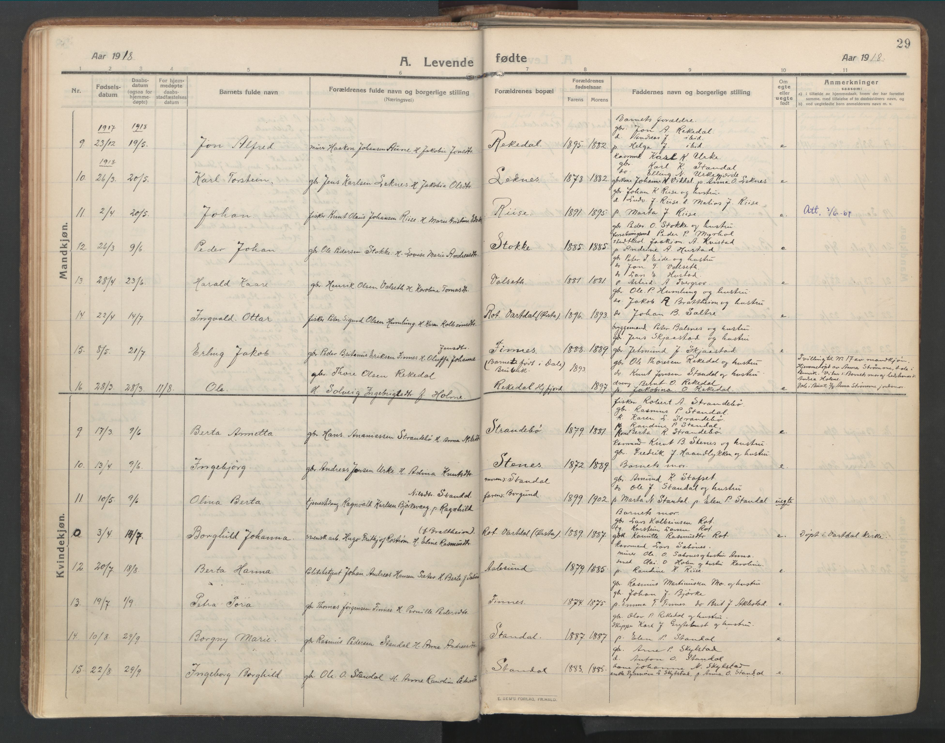 Ministerialprotokoller, klokkerbøker og fødselsregistre - Møre og Romsdal, AV/SAT-A-1454/515/L0212: Parish register (official) no. 515A08, 1911-1935, p. 29