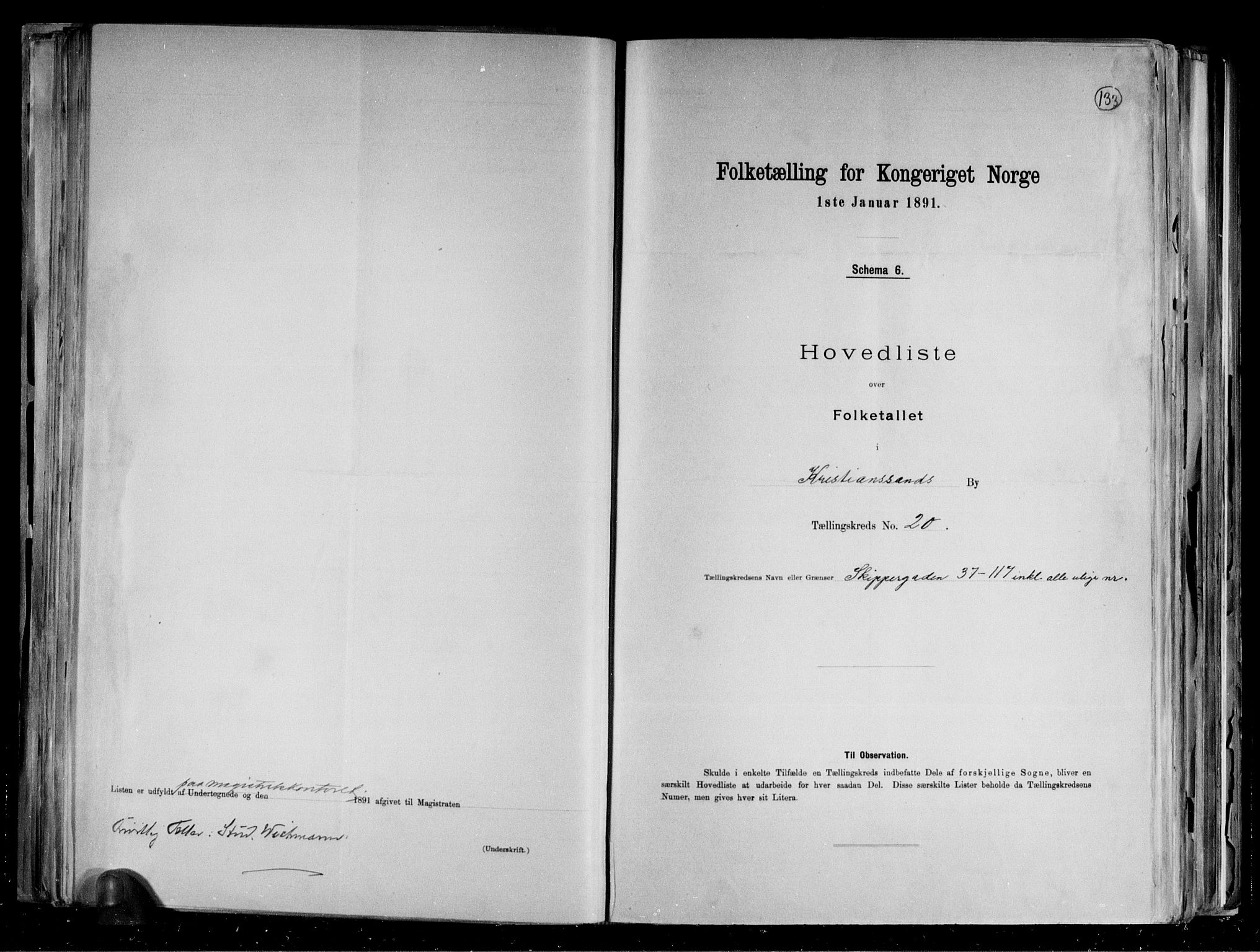 RA, 1891 census for 1001 Kristiansand, 1891, p. 43