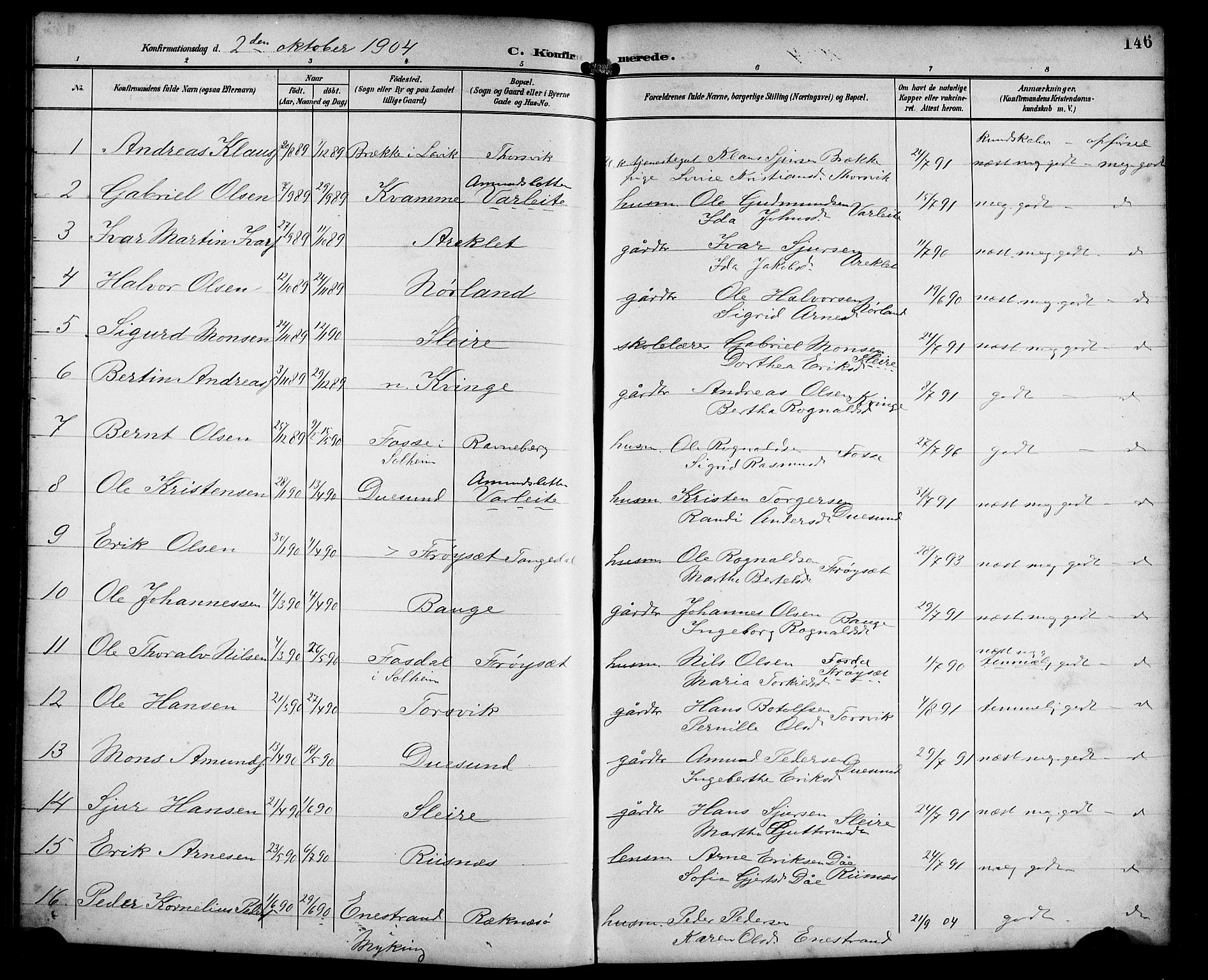 Masfjorden Sokneprestembete, SAB/A-77001: Parish register (copy) no. B 1, 1892-1913, p. 146