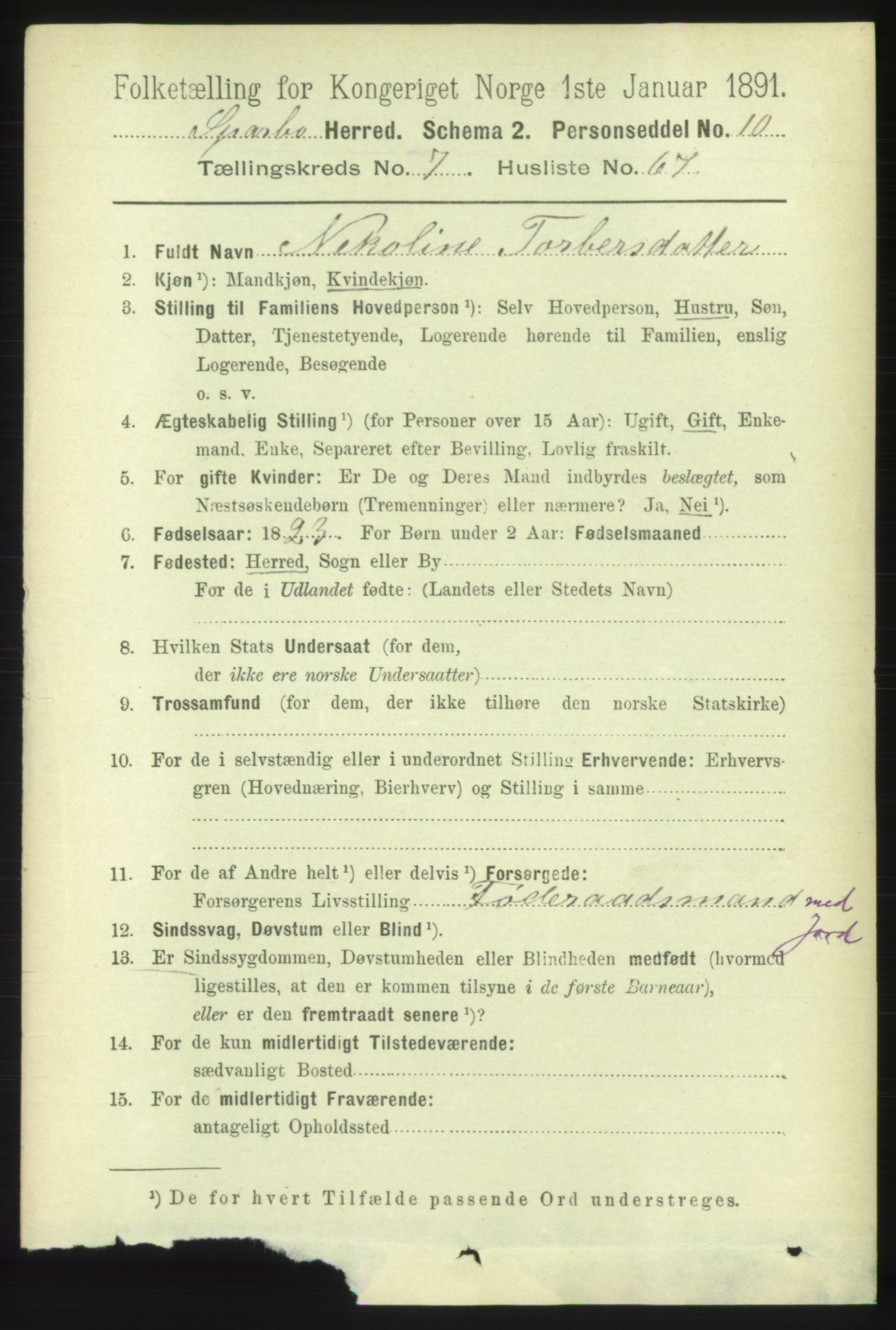 RA, 1891 census for 1731 Sparbu, 1891, p. 2758