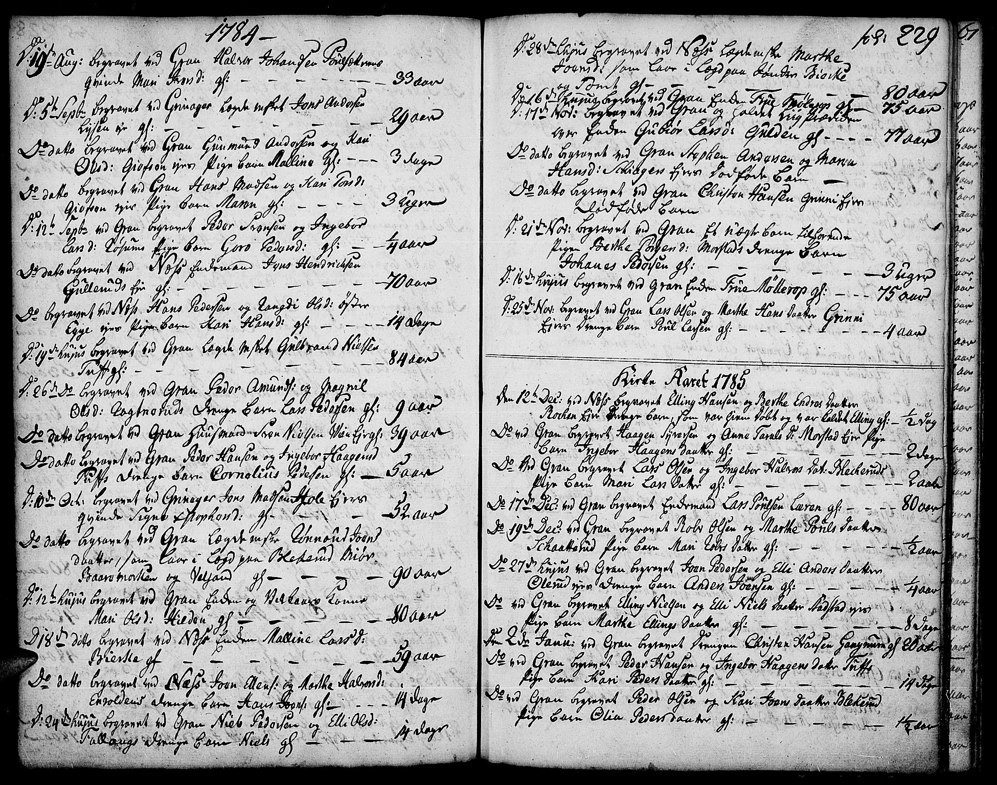 Gran prestekontor, AV/SAH-PREST-112/H/Ha/Haa/L0005: Parish register (official) no. 5, 1776-1788, p. 229
