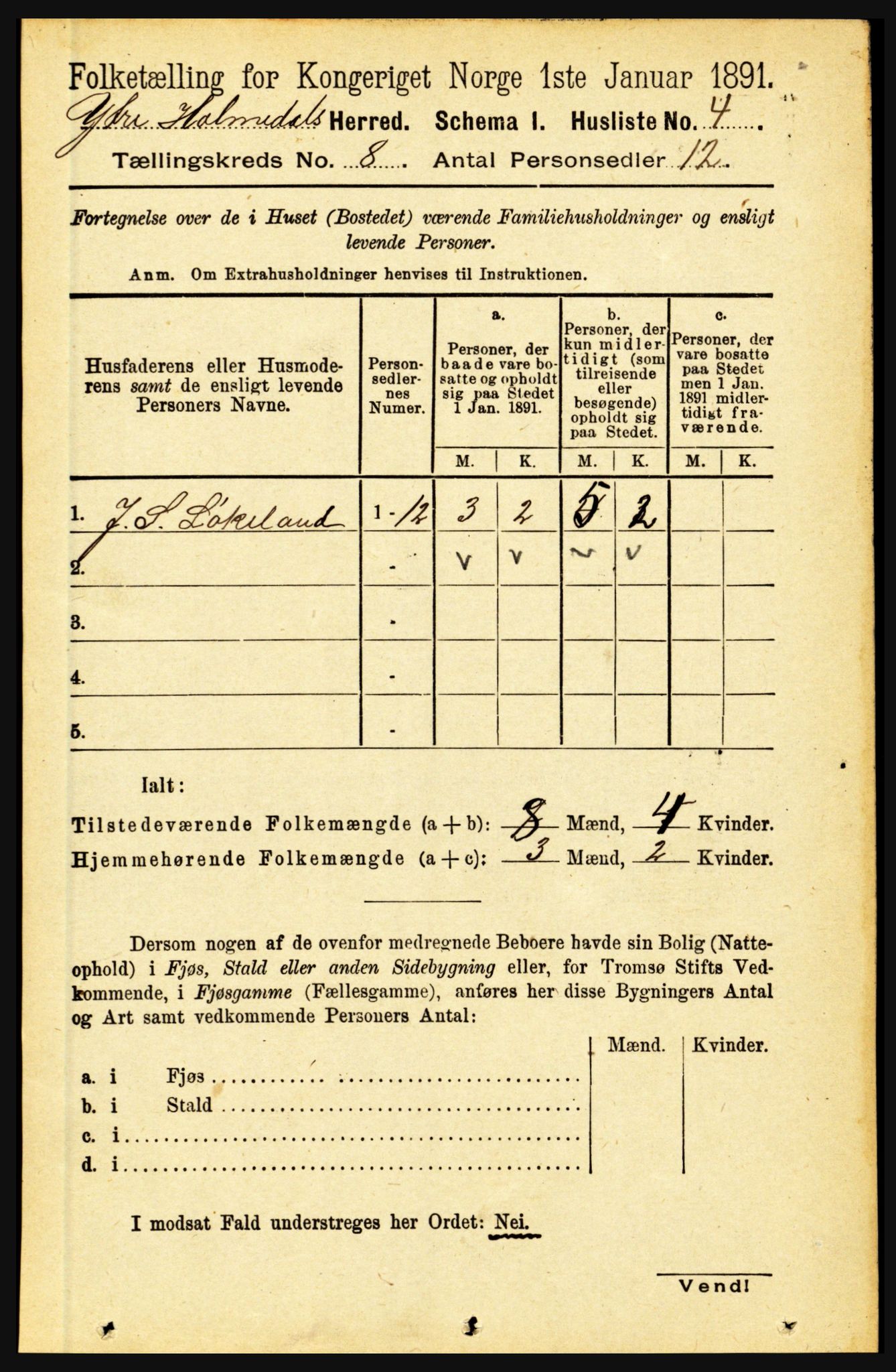 RA, 1891 census for 1429 Ytre Holmedal, 1891, p. 1723