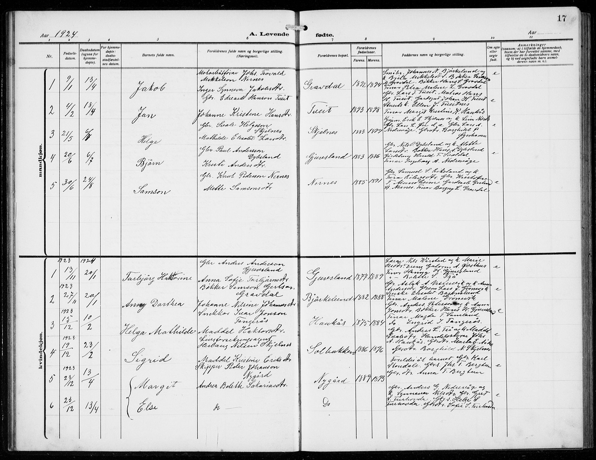 Strandebarm sokneprestembete, AV/SAB-A-78401/H/Hab: Parish register (copy) no. C  2, 1914-1935, p. 17