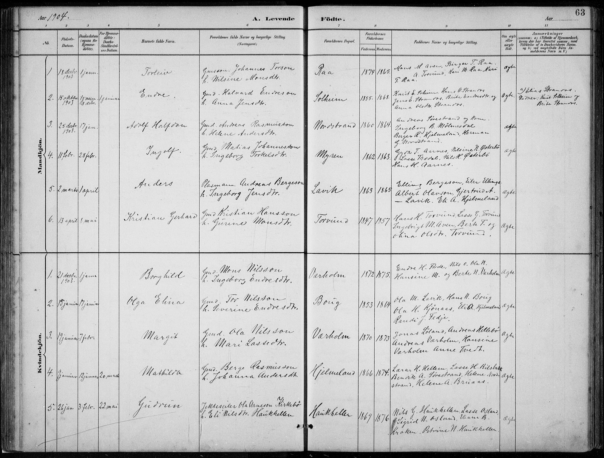 Lavik sokneprestembete, SAB/A-80901: Parish register (copy) no. A 2, 1882-1910, p. 63