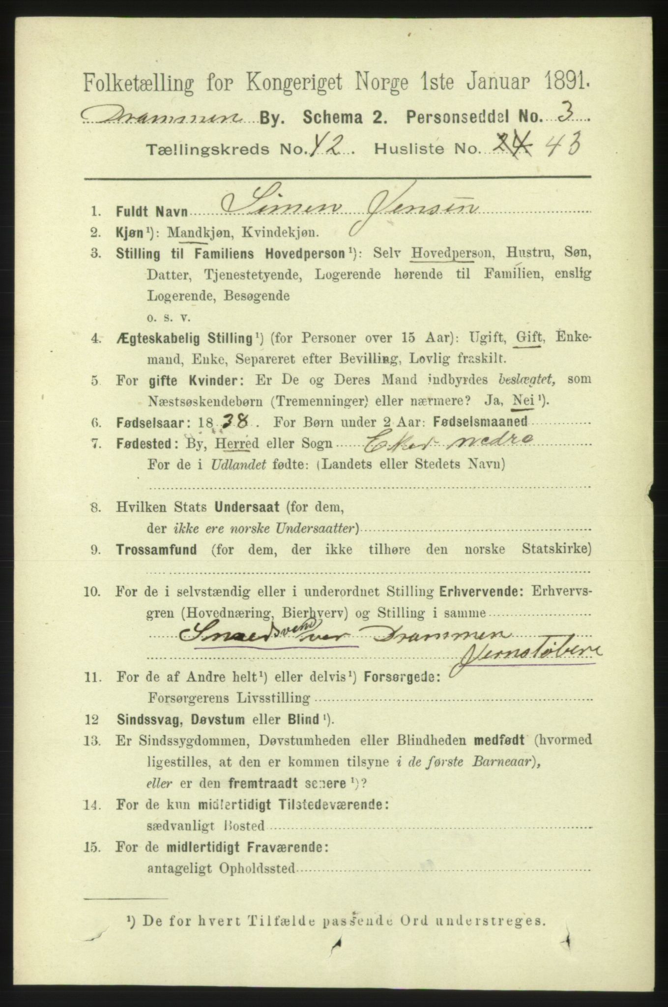 RA, 1891 census for 0602 Drammen, 1891, p. 25035