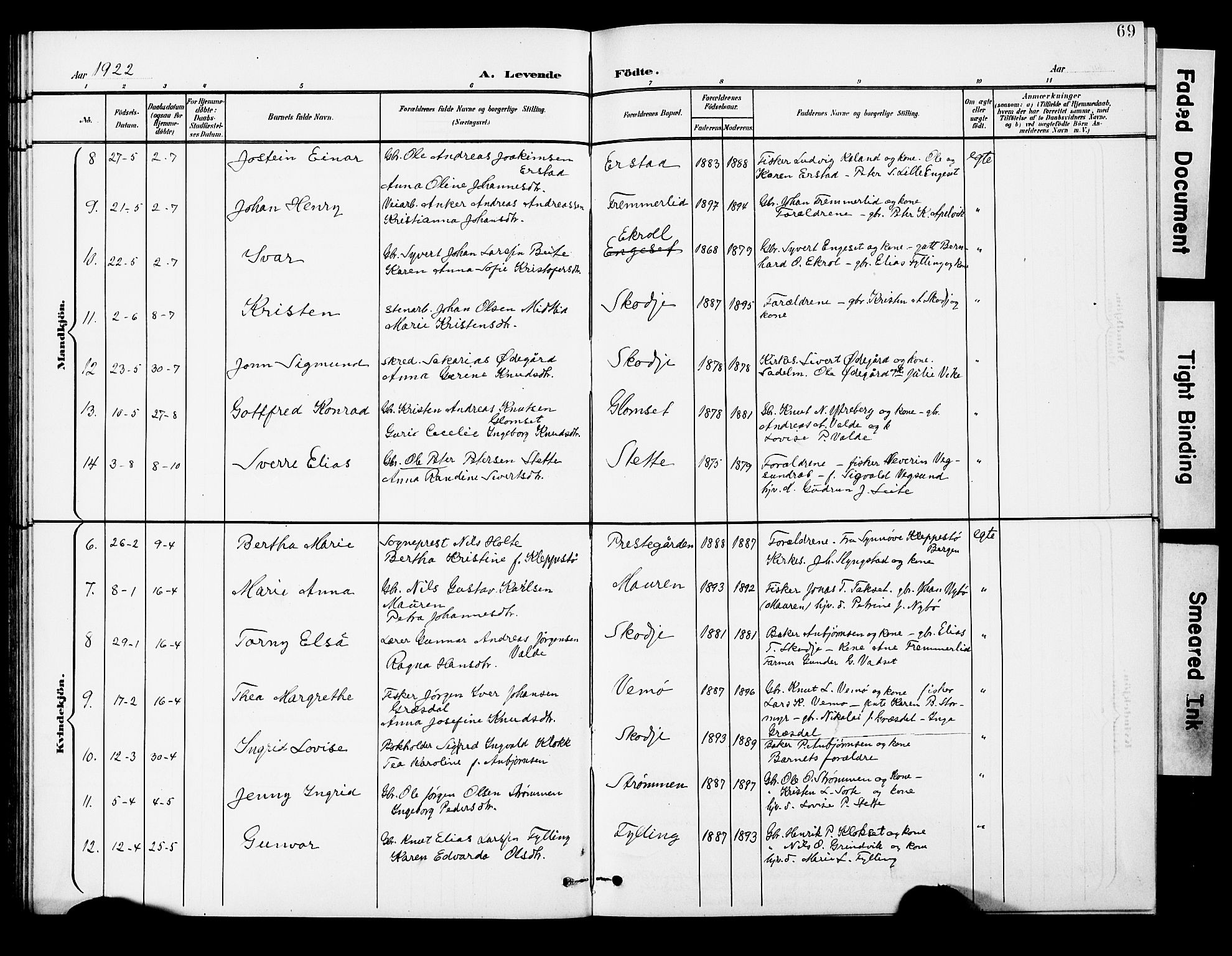 Ministerialprotokoller, klokkerbøker og fødselsregistre - Møre og Romsdal, AV/SAT-A-1454/524/L0366: Parish register (copy) no. 524C07, 1900-1931, p. 69