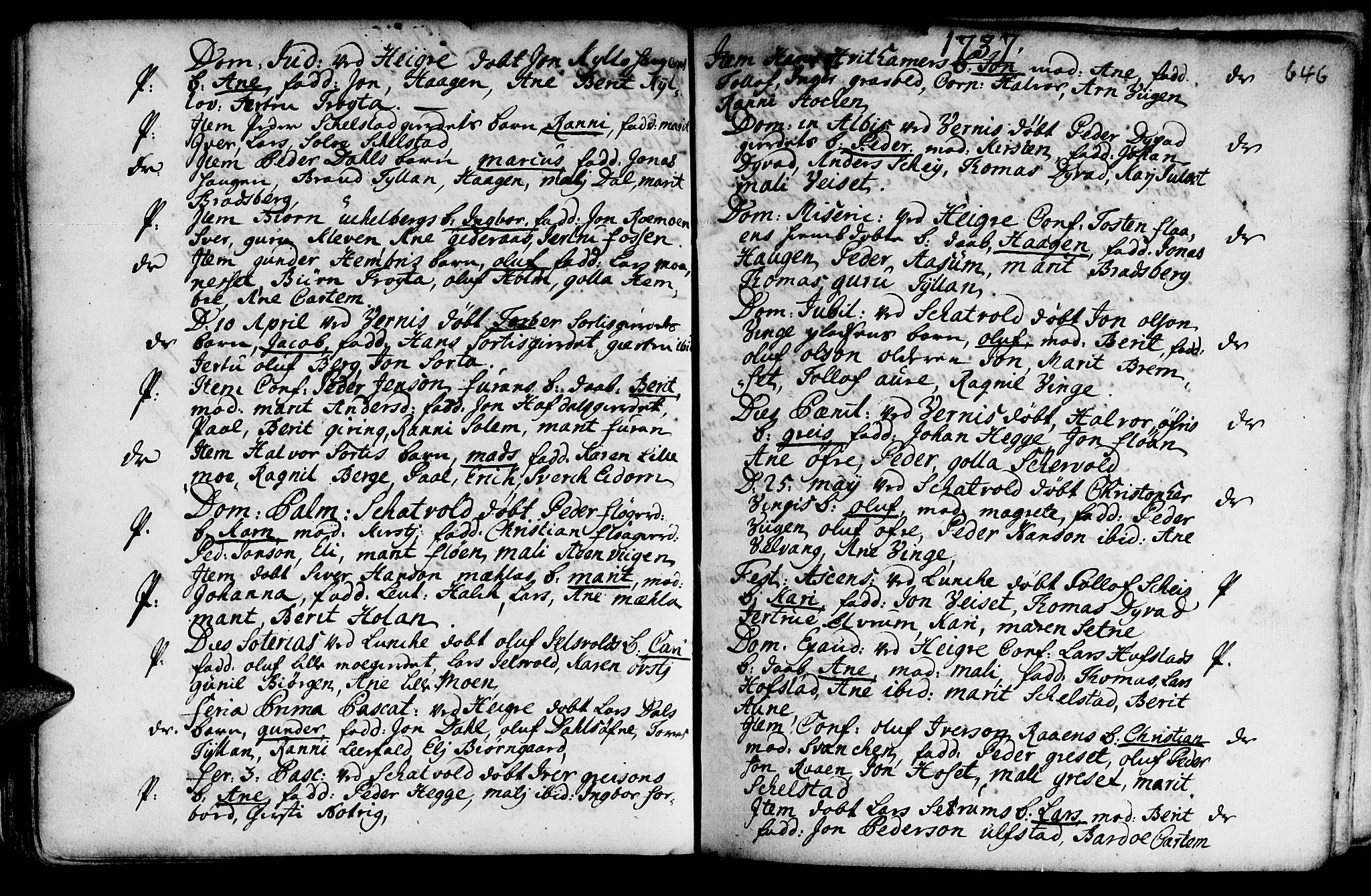 Ministerialprotokoller, klokkerbøker og fødselsregistre - Nord-Trøndelag, SAT/A-1458/709/L0055: Parish register (official) no. 709A03, 1730-1739, p. 645-646