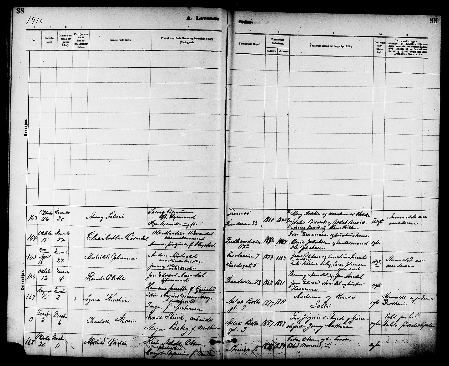 Ministerialprotokoller, klokkerbøker og fødselsregistre - Sør-Trøndelag, SAT/A-1456/605/L0254: Parish register (copy) no. 605C01, 1908-1916, p. 88