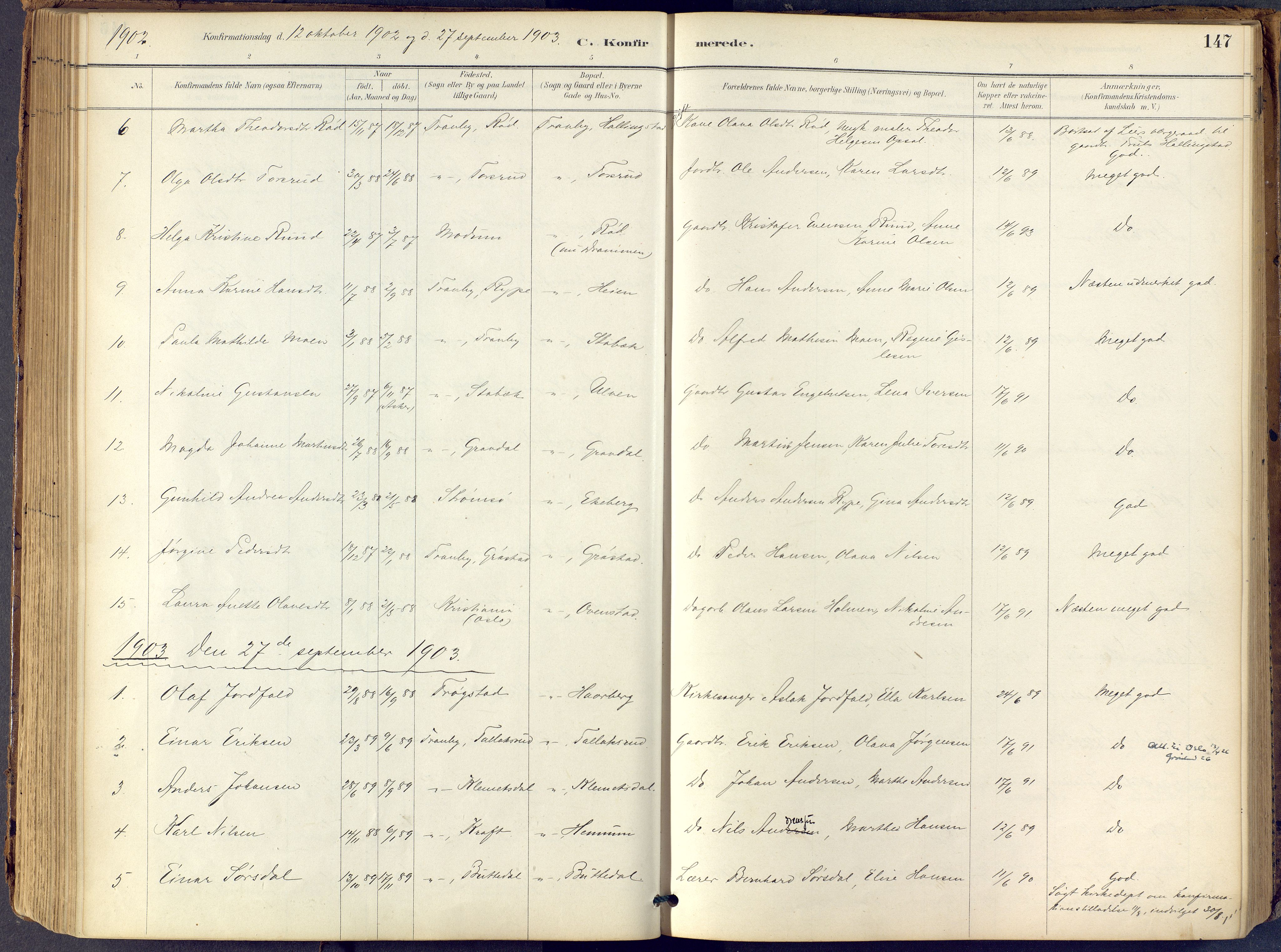 Lier kirkebøker, SAKO/A-230/F/Fb/L0001: Parish register (official) no. II 1, 1883-1910, p. 147
