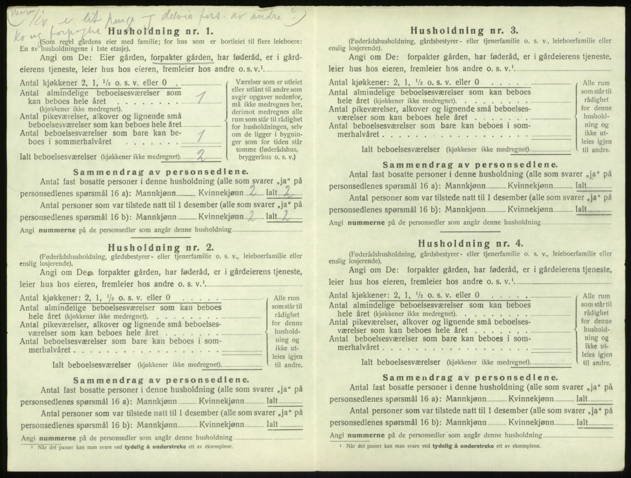 SAB, 1920 census for Vik, 1920, p. 1032