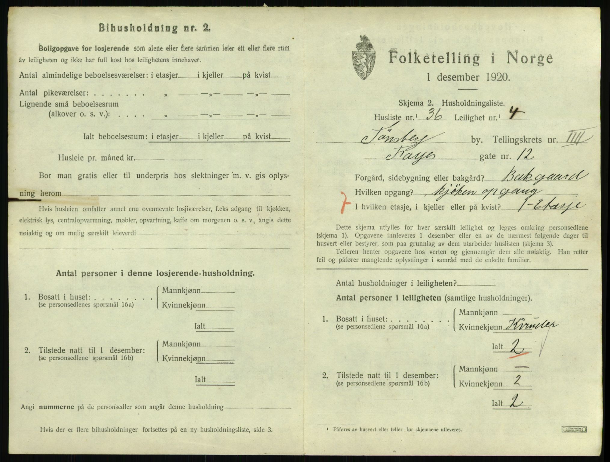 SAKO, 1920 census for Tønsberg, 1920, p. 3521