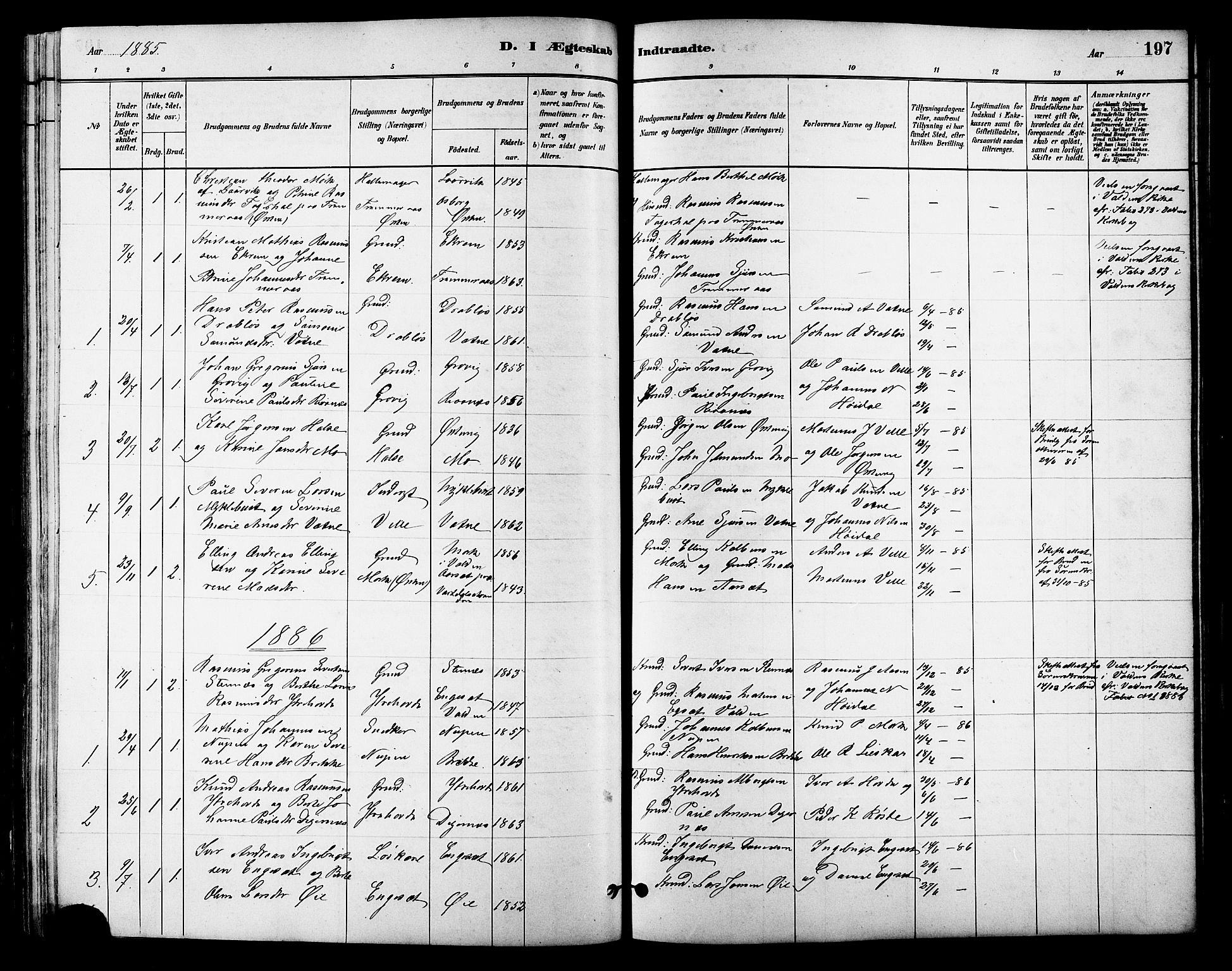 Ministerialprotokoller, klokkerbøker og fødselsregistre - Møre og Romsdal, AV/SAT-A-1454/513/L0189: Parish register (copy) no. 513C03, 1883-1904, p. 197