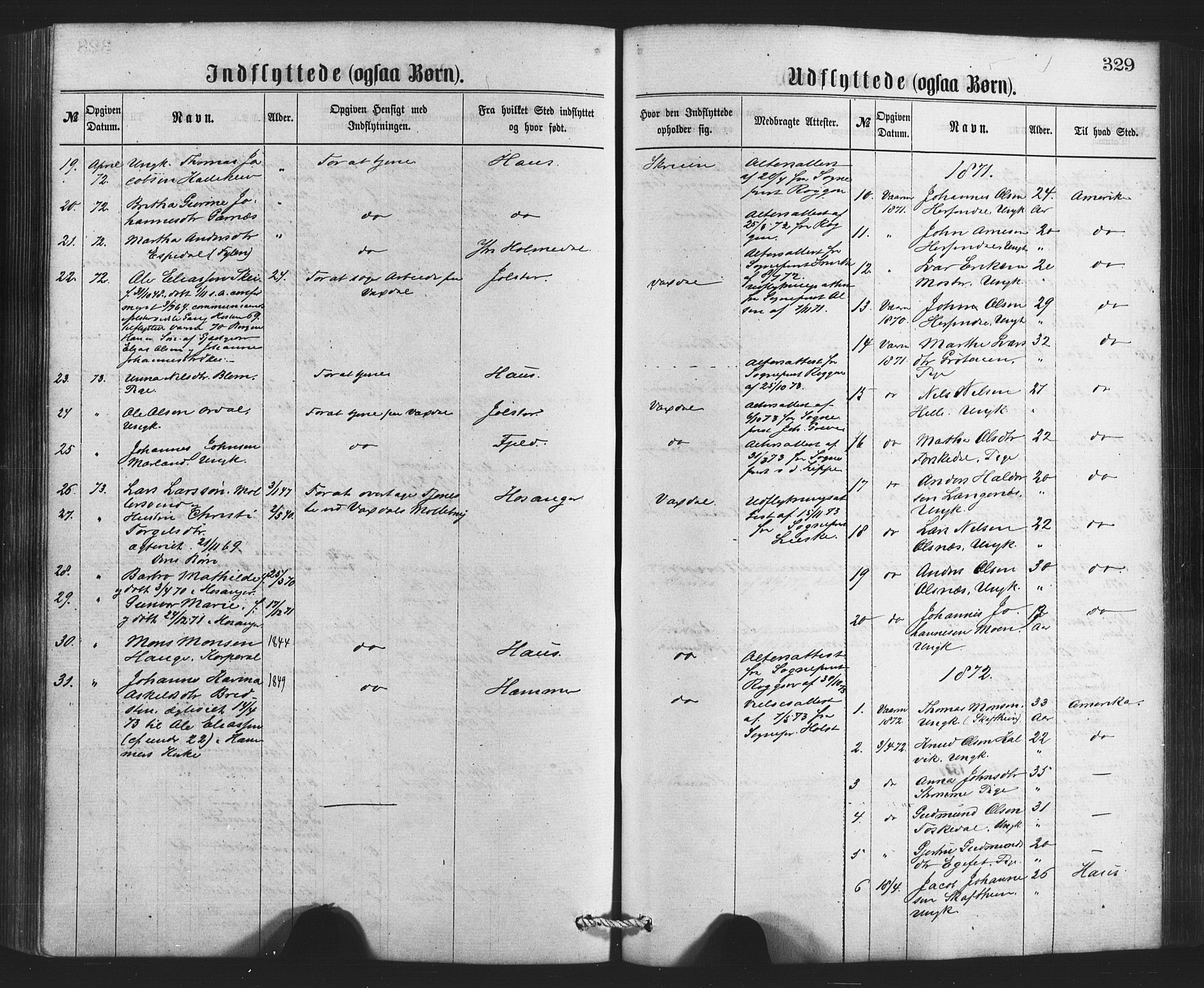 Bruvik Sokneprestembete, SAB/A-74701/H/Haa: Parish register (official) no. A 1, 1869-1877, p. 329