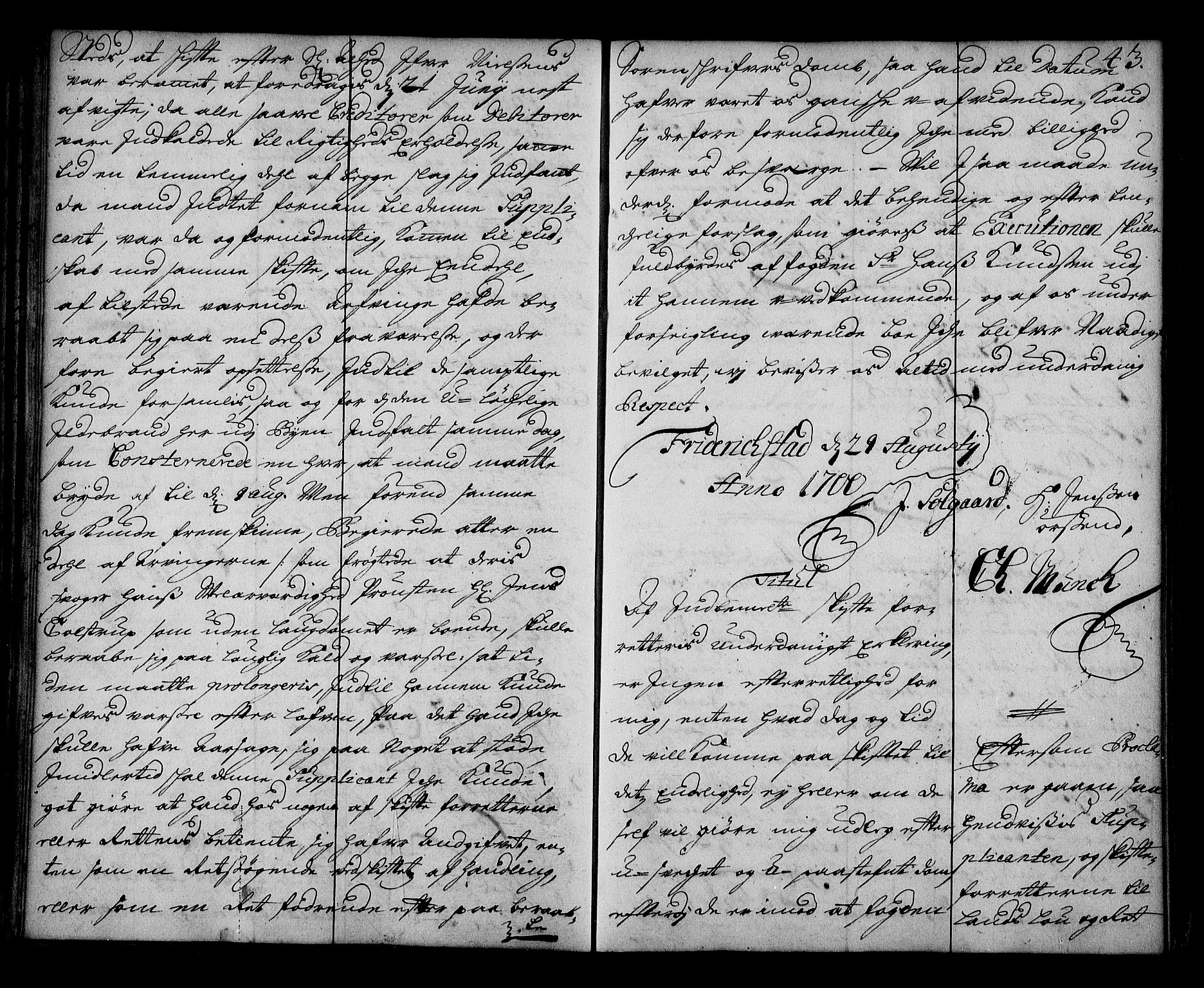 Stattholderembetet 1572-1771, AV/RA-EA-2870/Ae/L0012: Supplikasjons- og resolusjonsprotokoll, 1700, p. 42b-43a