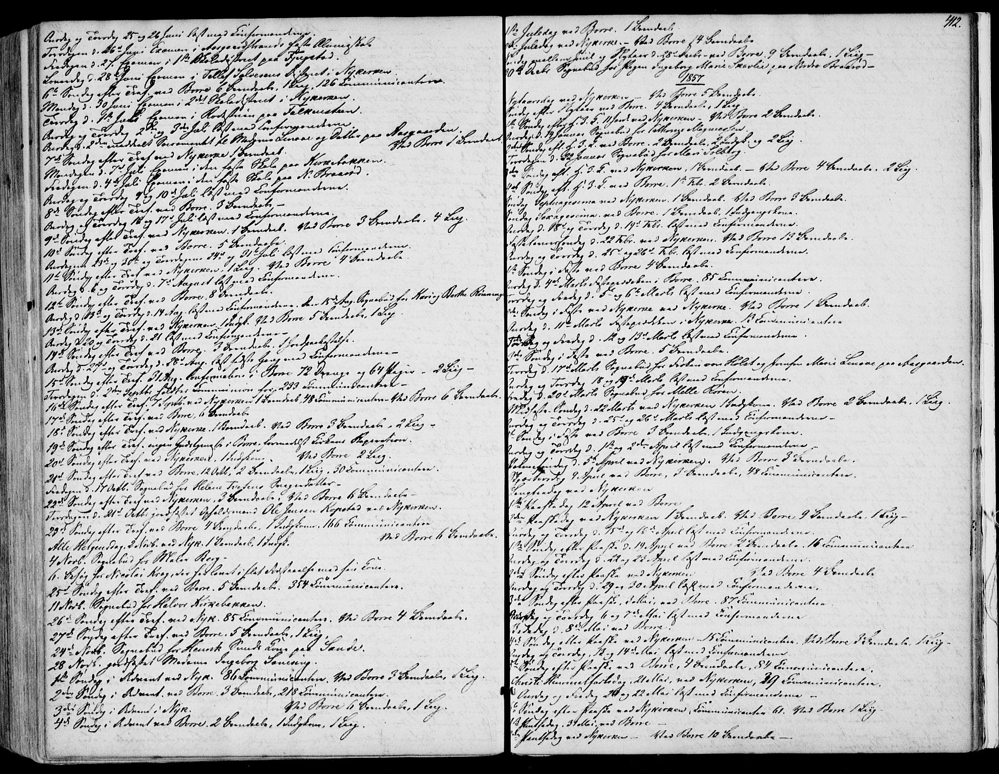 Borre kirkebøker, AV/SAKO-A-338/F/Fa/L0006: Parish register (official) no. I 6, 1852-1862, p. 412