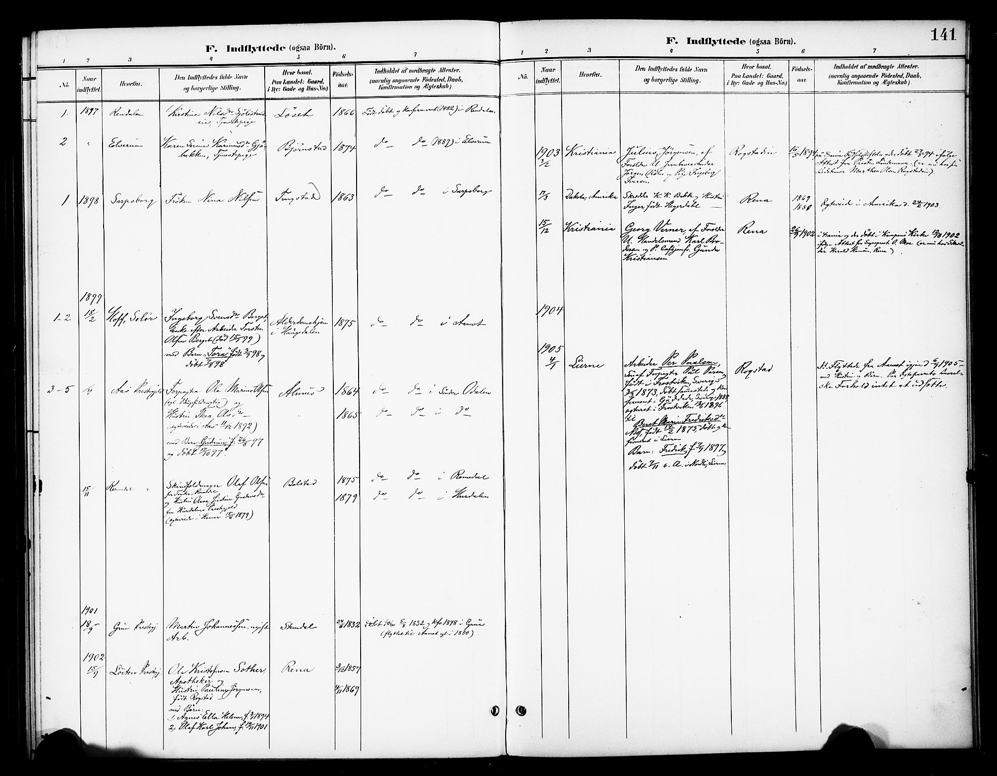 Åmot prestekontor, Hedmark, AV/SAH-PREST-056/H/Ha/Haa/L0013: Parish register (official) no. 13, 1898-1906, p. 141