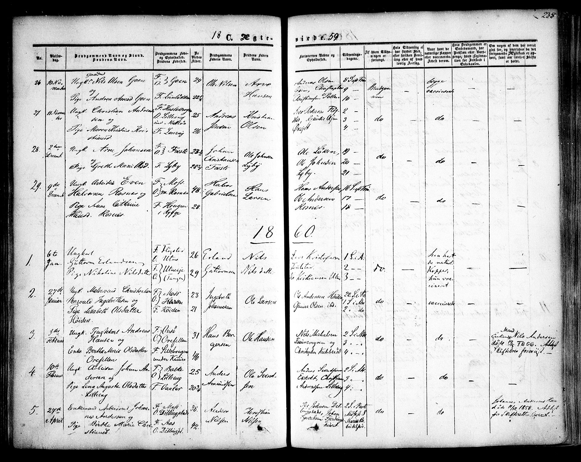 Rygge prestekontor Kirkebøker, SAO/A-10084b/F/Fa/L0005: Parish register (official) no. 5, 1852-1871, p. 238