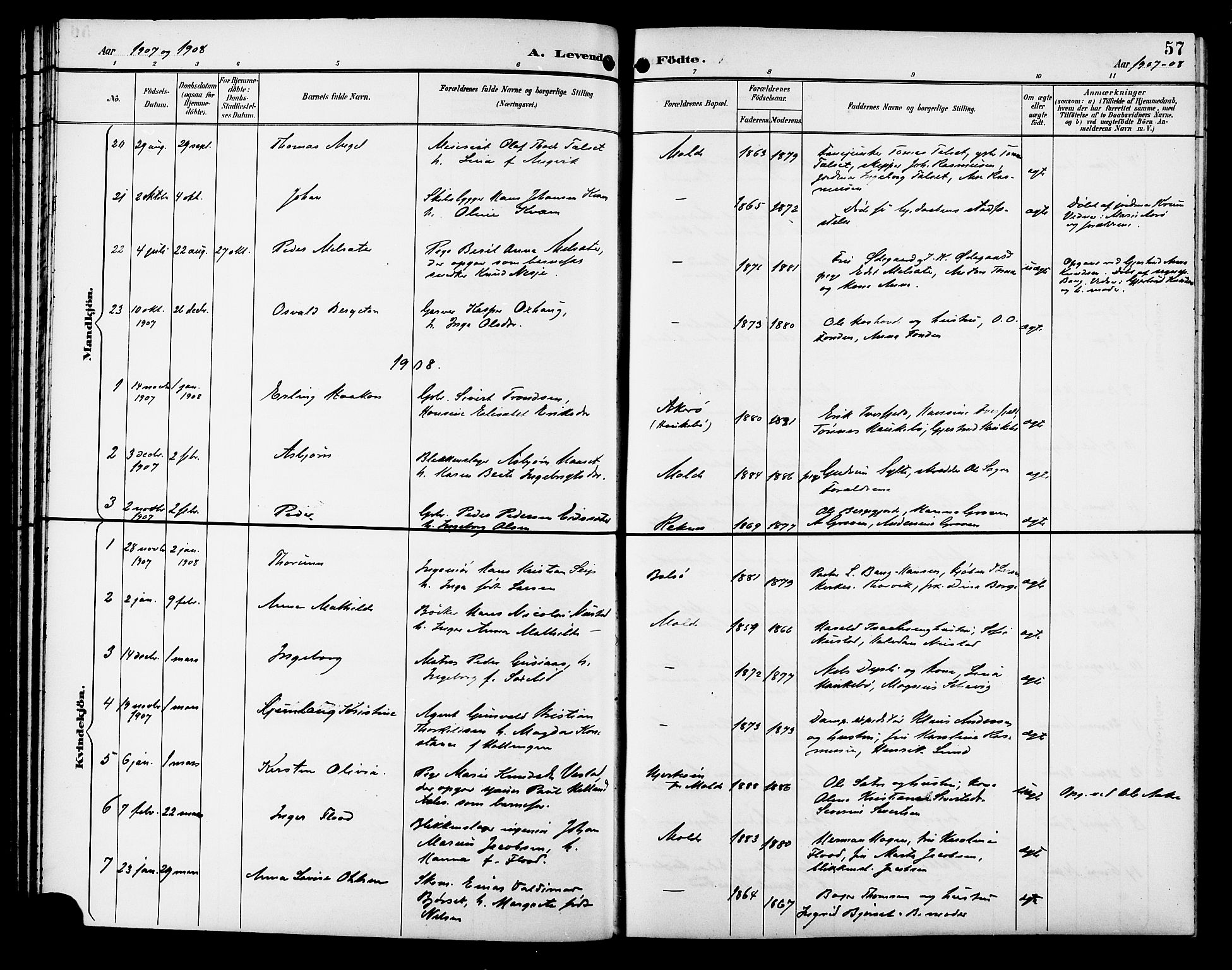 Ministerialprotokoller, klokkerbøker og fødselsregistre - Møre og Romsdal, AV/SAT-A-1454/558/L0702: Parish register (copy) no. 558C03, 1894-1915, p. 57