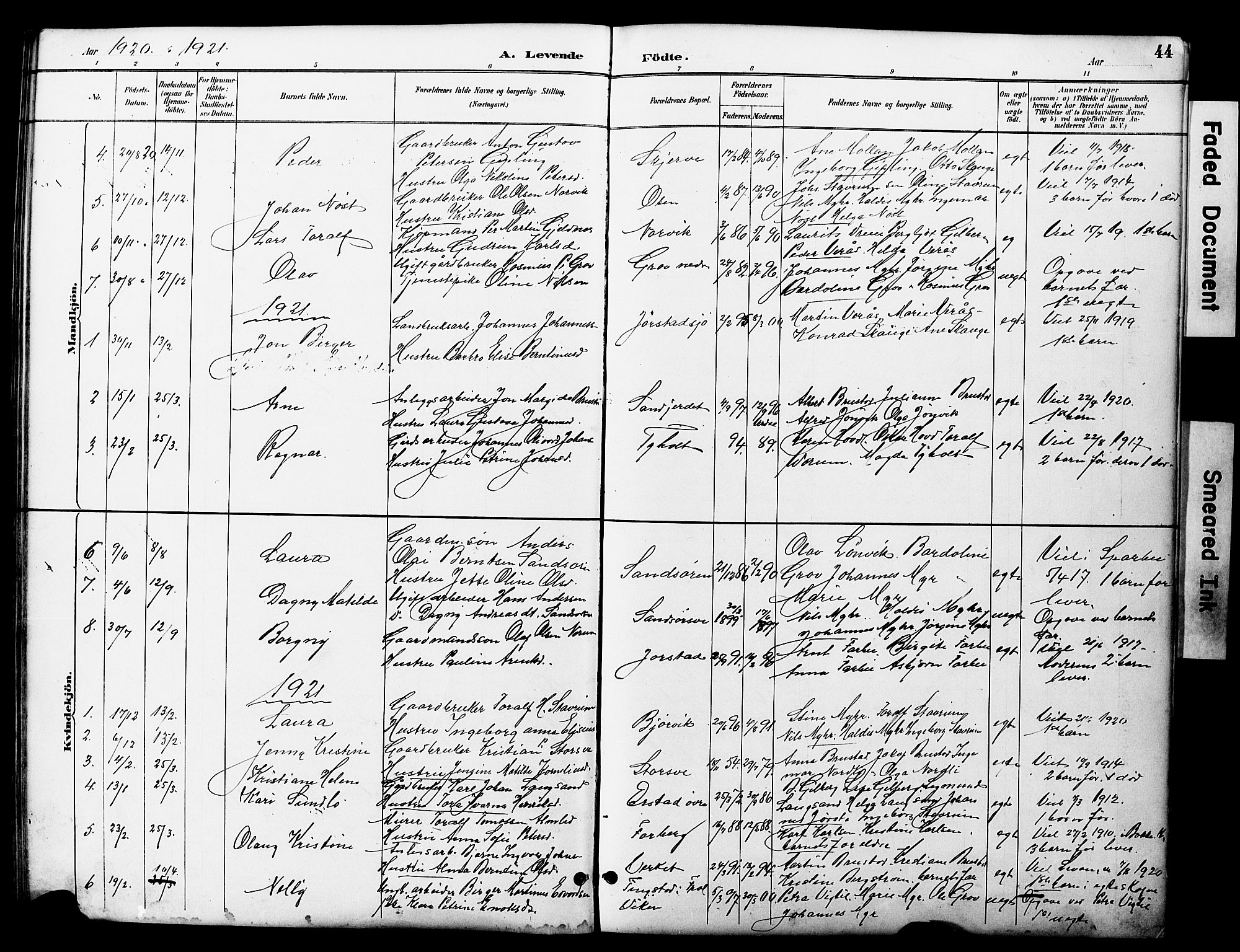 Ministerialprotokoller, klokkerbøker og fødselsregistre - Nord-Trøndelag, SAT/A-1458/722/L0226: Parish register (copy) no. 722C02, 1889-1927, p. 44
