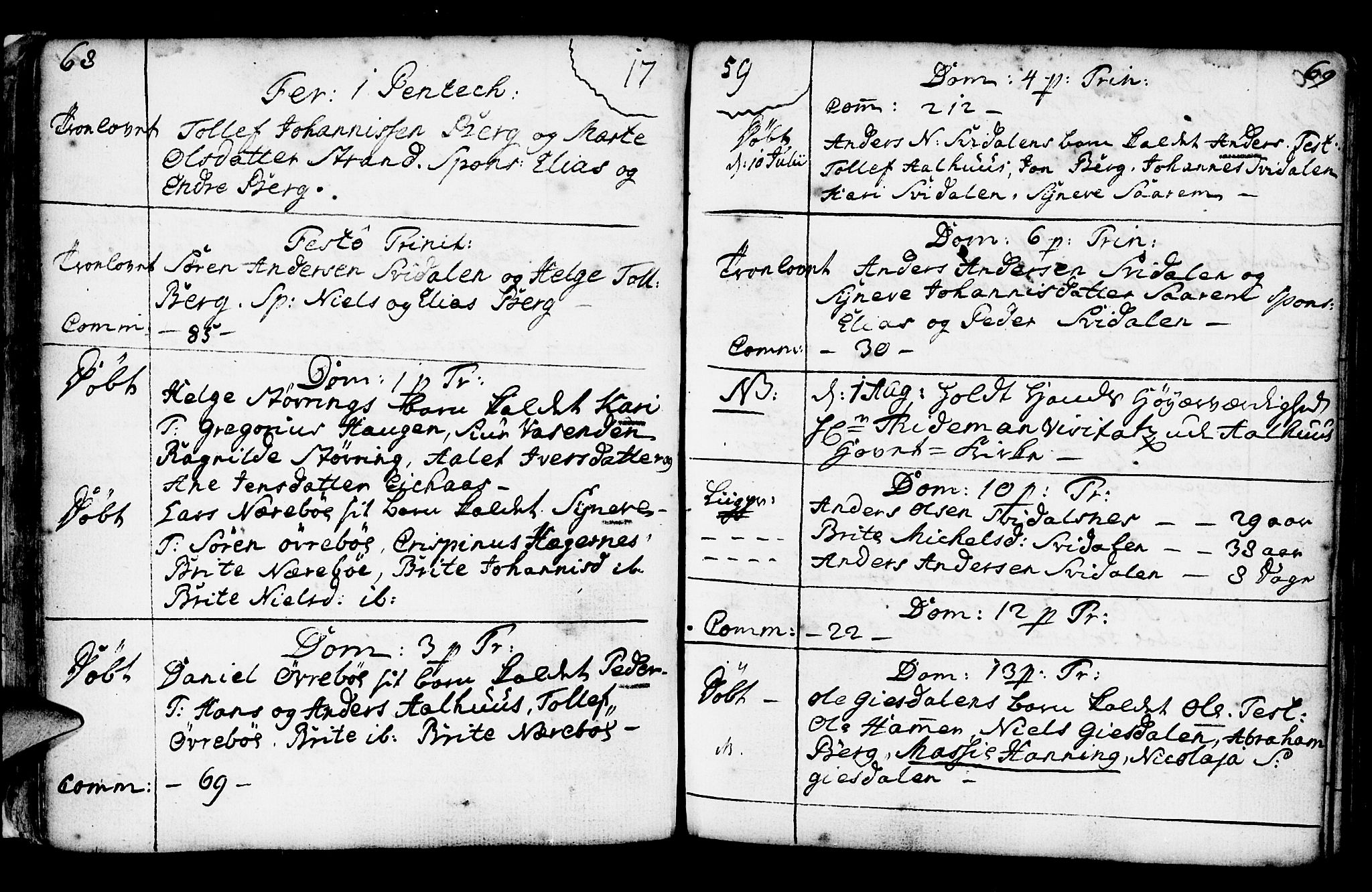 Jølster sokneprestembete, SAB/A-80701/H/Haa/Haaa/L0003: Parish register (official) no. A 3, 1748-1789, p. 68-69