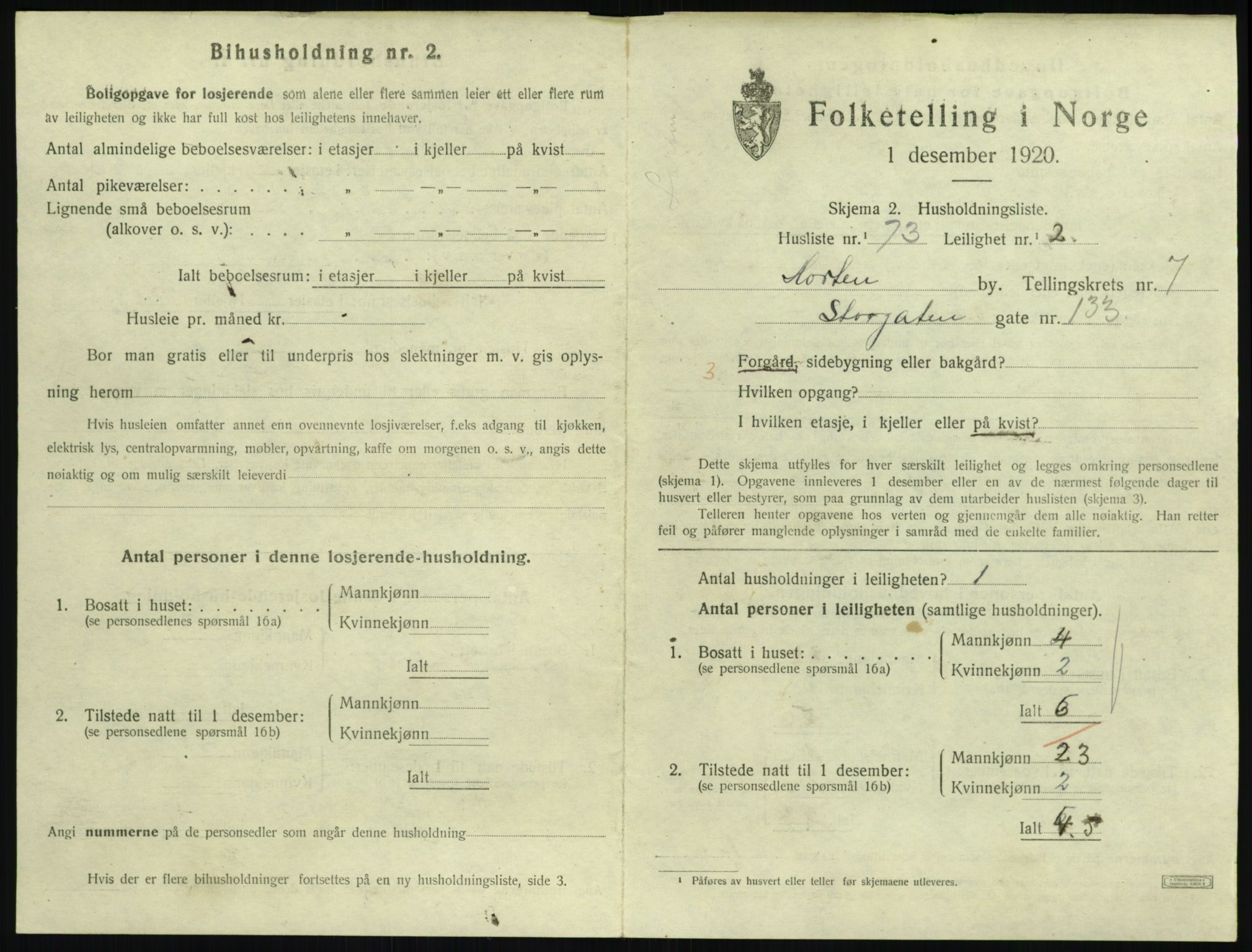 SAKO, 1920 census for Horten, 1920, p. 7491