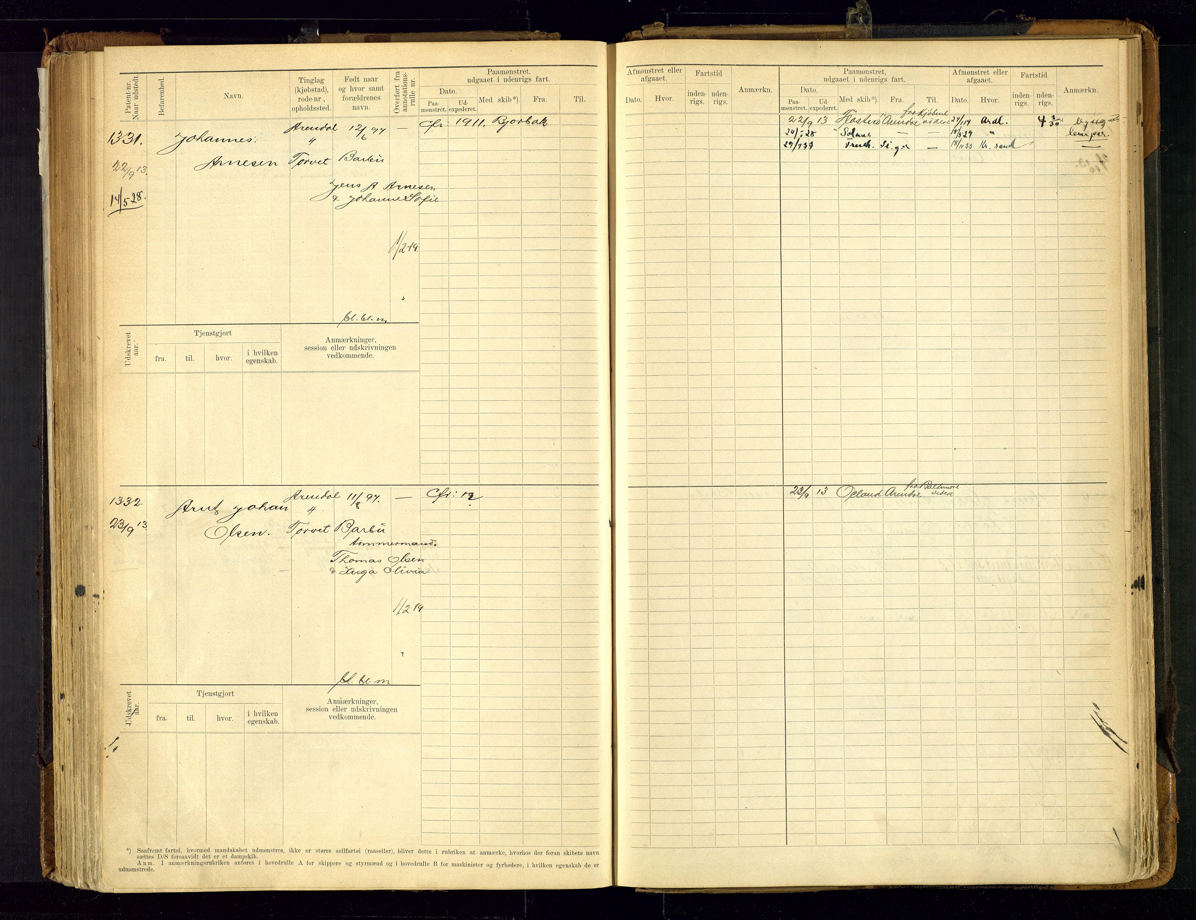 Arendal mønstringskrets, AV/SAK-2031-0012/F/Fb/L0021: Hovedrulle A nr 969-1465, S-19, 1910-1914, p. 186