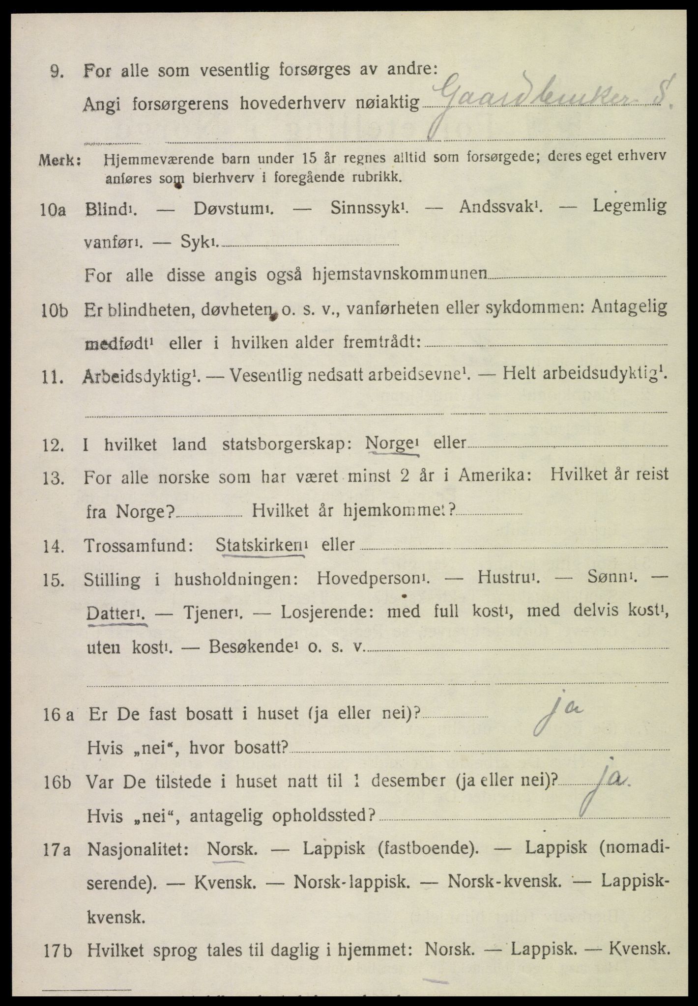 SAT, 1920 census for Kvam, 1920, p. 1402