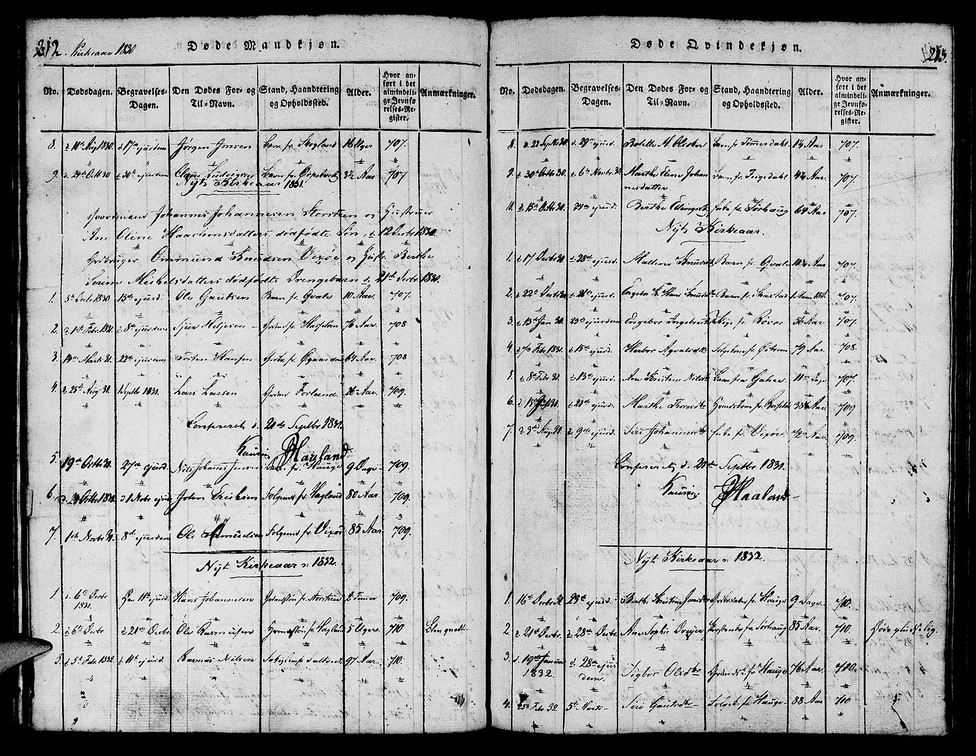 Torvastad sokneprestkontor, AV/SAST-A -101857/H/Ha/Haa/L0004: Parish register (official) no. A 4, 1817-1836, p. 212-213