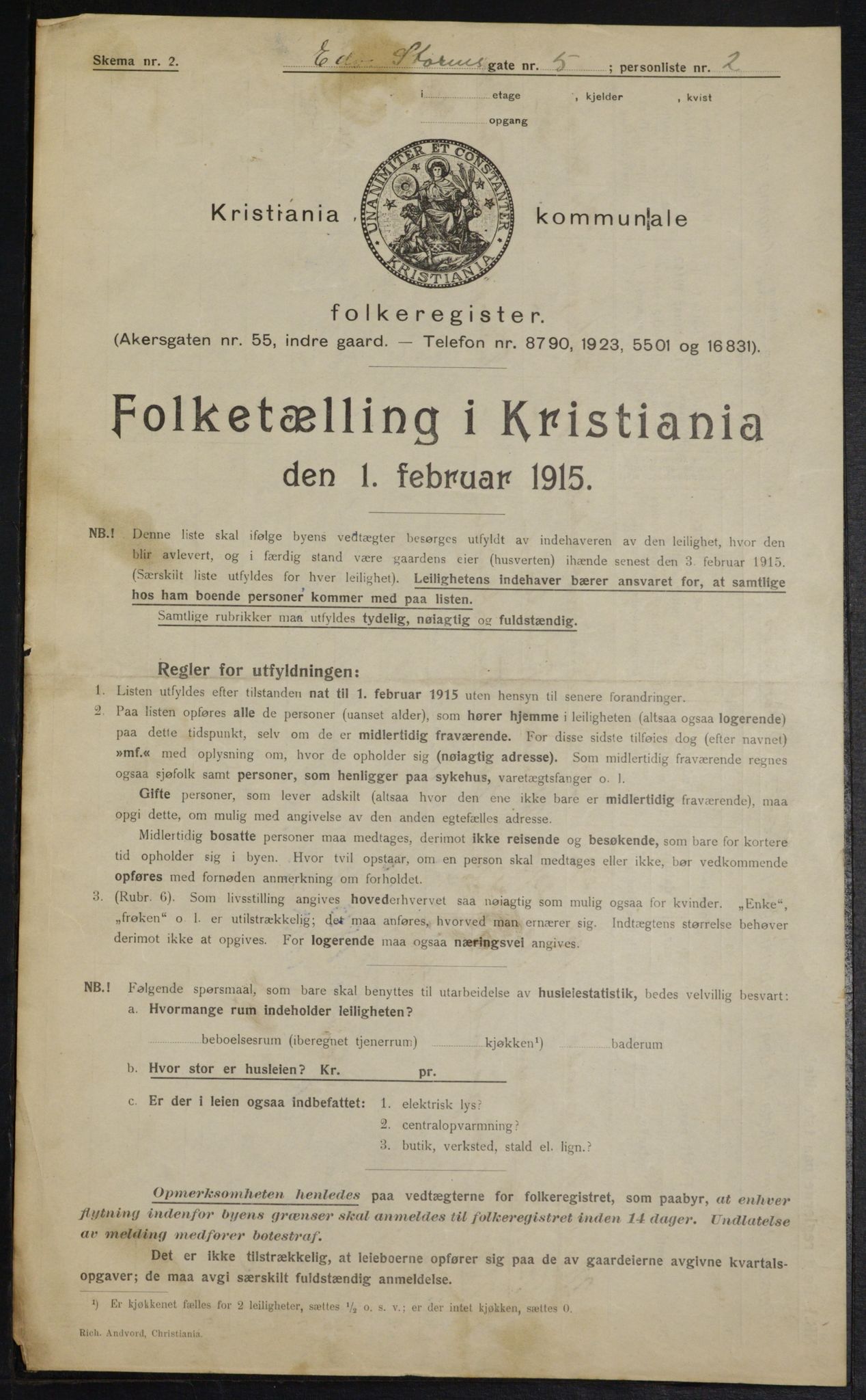 OBA, Municipal Census 1915 for Kristiania, 1915, p. 18296