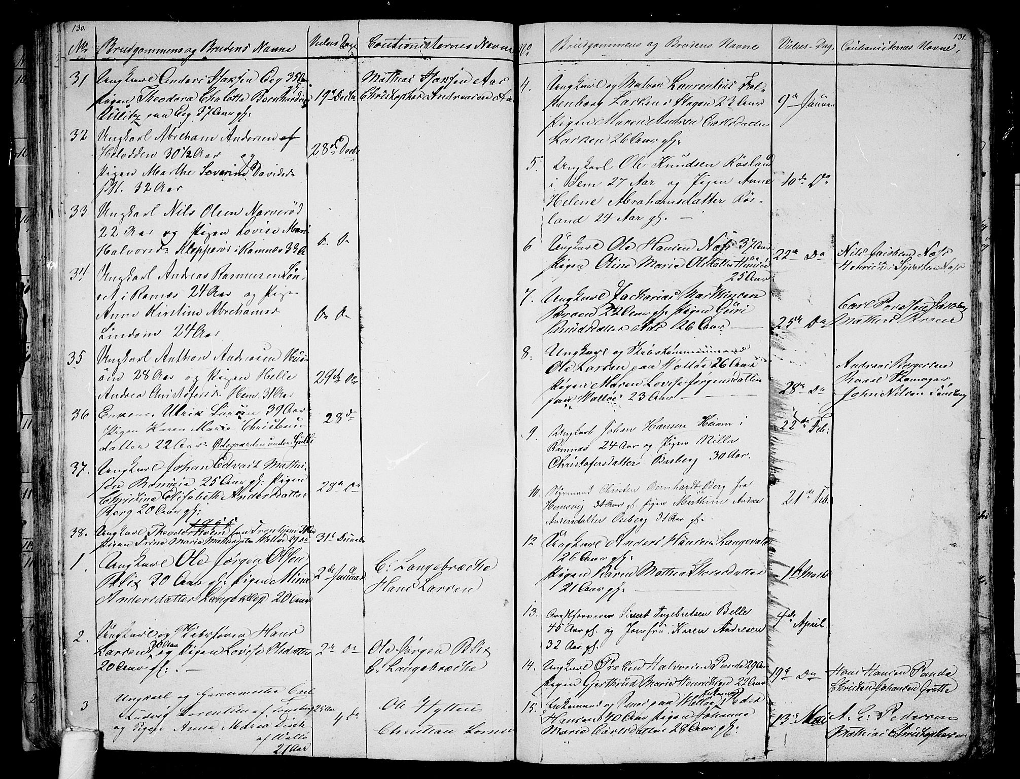 Sem kirkebøker, AV/SAKO-A-5/G/Ga/L0003: Parish register (copy) no. I 3, 1844-1855, p. 130-131