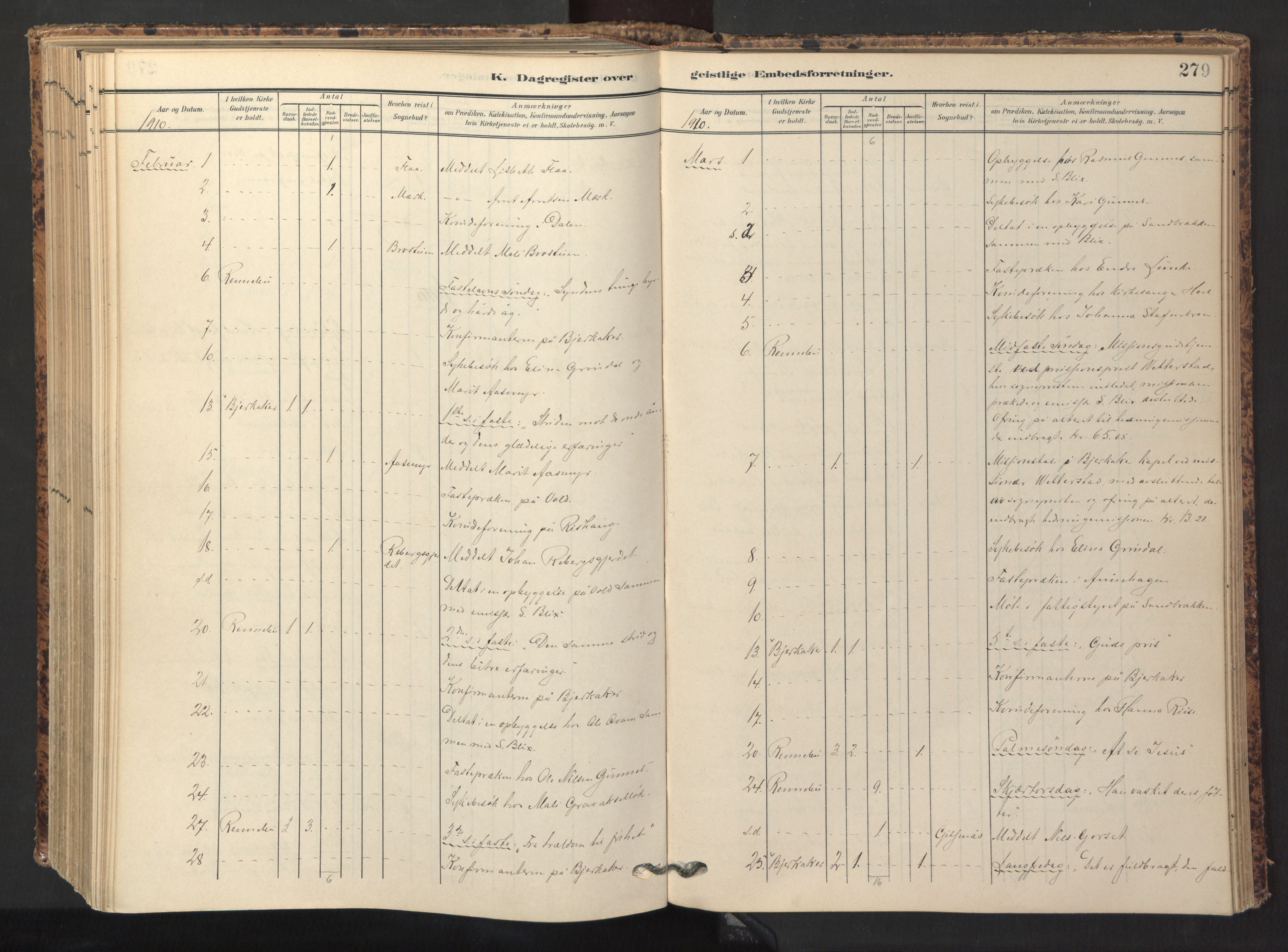Ministerialprotokoller, klokkerbøker og fødselsregistre - Sør-Trøndelag, AV/SAT-A-1456/674/L0873: Parish register (official) no. 674A05, 1908-1923, p. 279