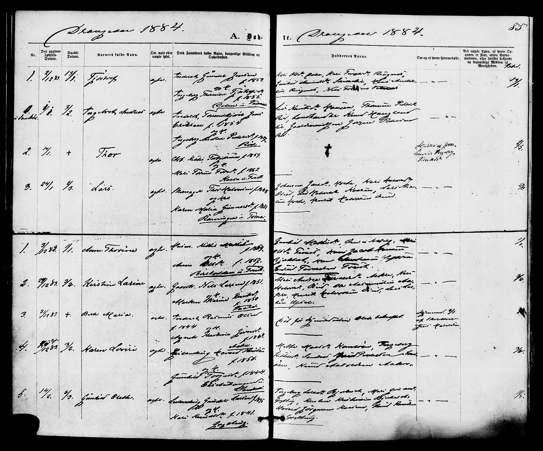 Drangedal kirkebøker, SAKO/A-258/F/Fa/L0009: Parish register (official) no. 9 /1, 1872-1884, p. 85