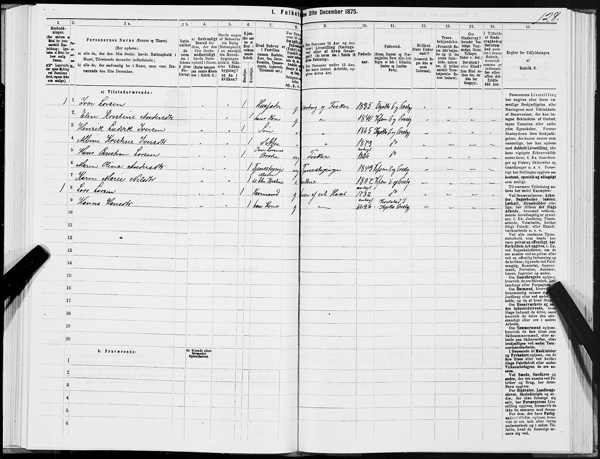 SAT, 1875 census for 1817P Tjøtta, 1875, p. 2128