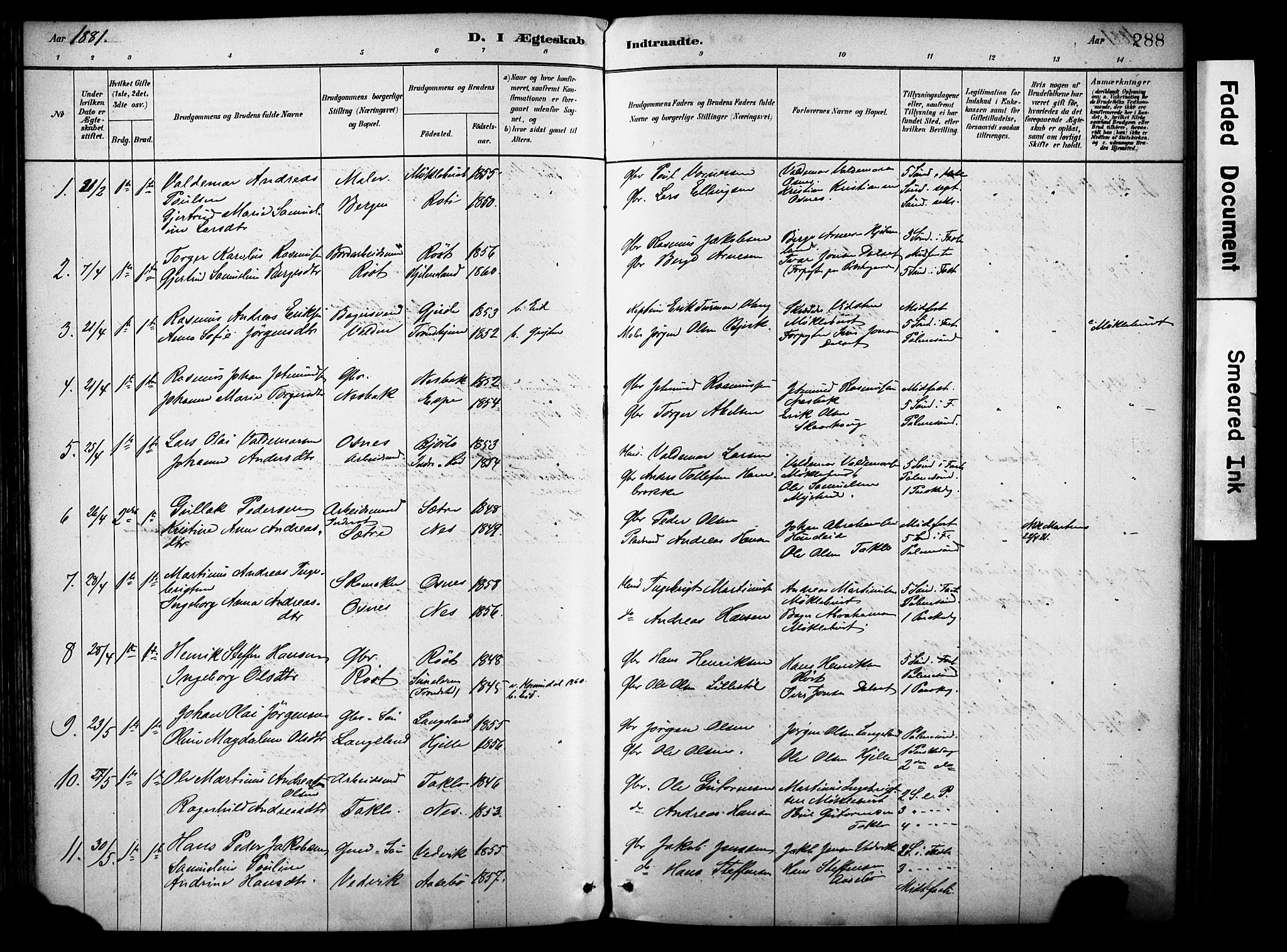 Eid sokneprestembete, SAB/A-82301/H/Haa/Haab/L0001: Parish register (official) no. B 1, 1879-1906, p. 288