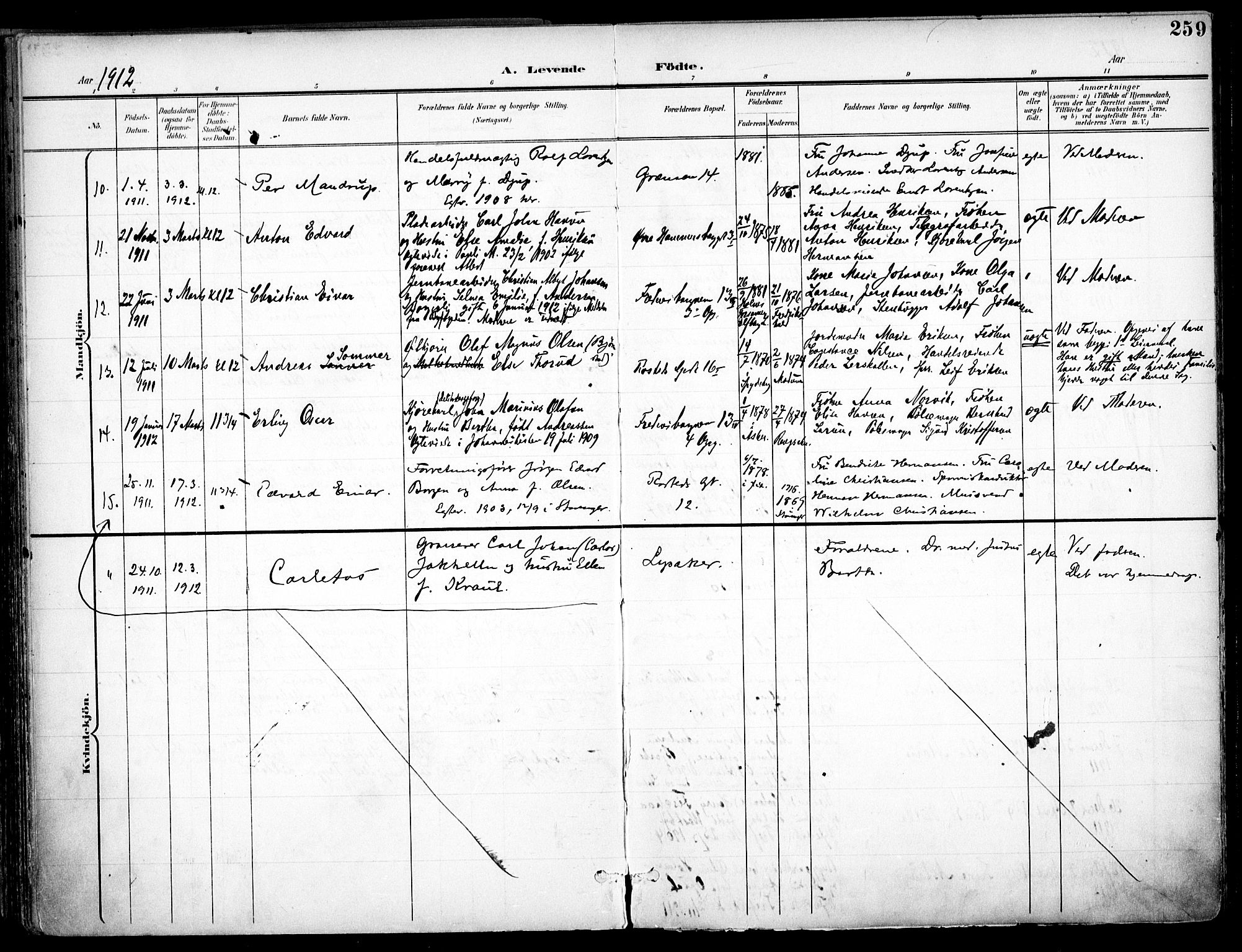 Trefoldighet prestekontor Kirkebøker, AV/SAO-A-10882/F/Fa/L0007: Parish register (official) no. I 7, 1900-1914, p. 259