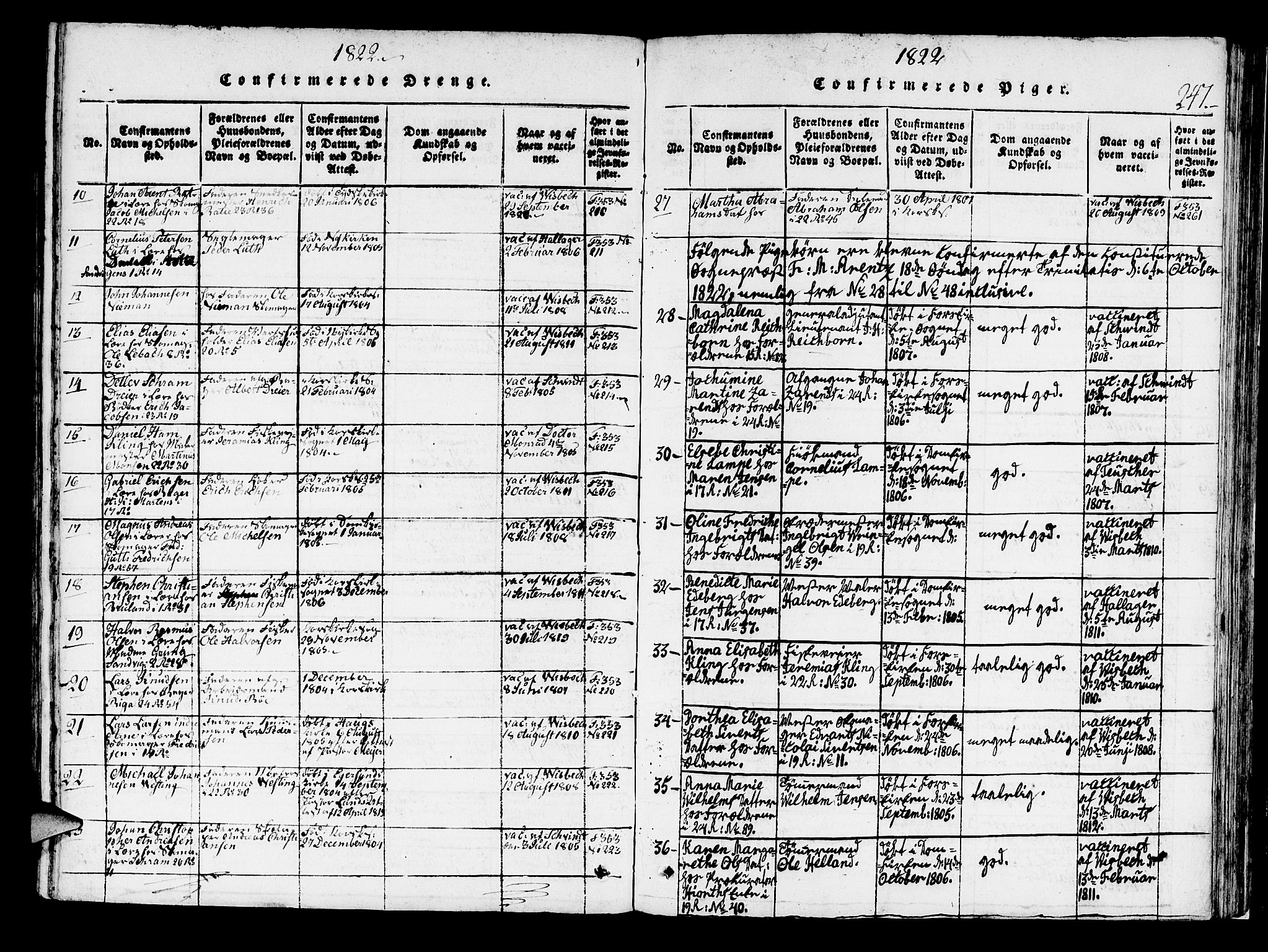 Korskirken sokneprestembete, AV/SAB-A-76101/H/Haa/L0013: Parish register (official) no. A 13, 1815-1822, p. 247