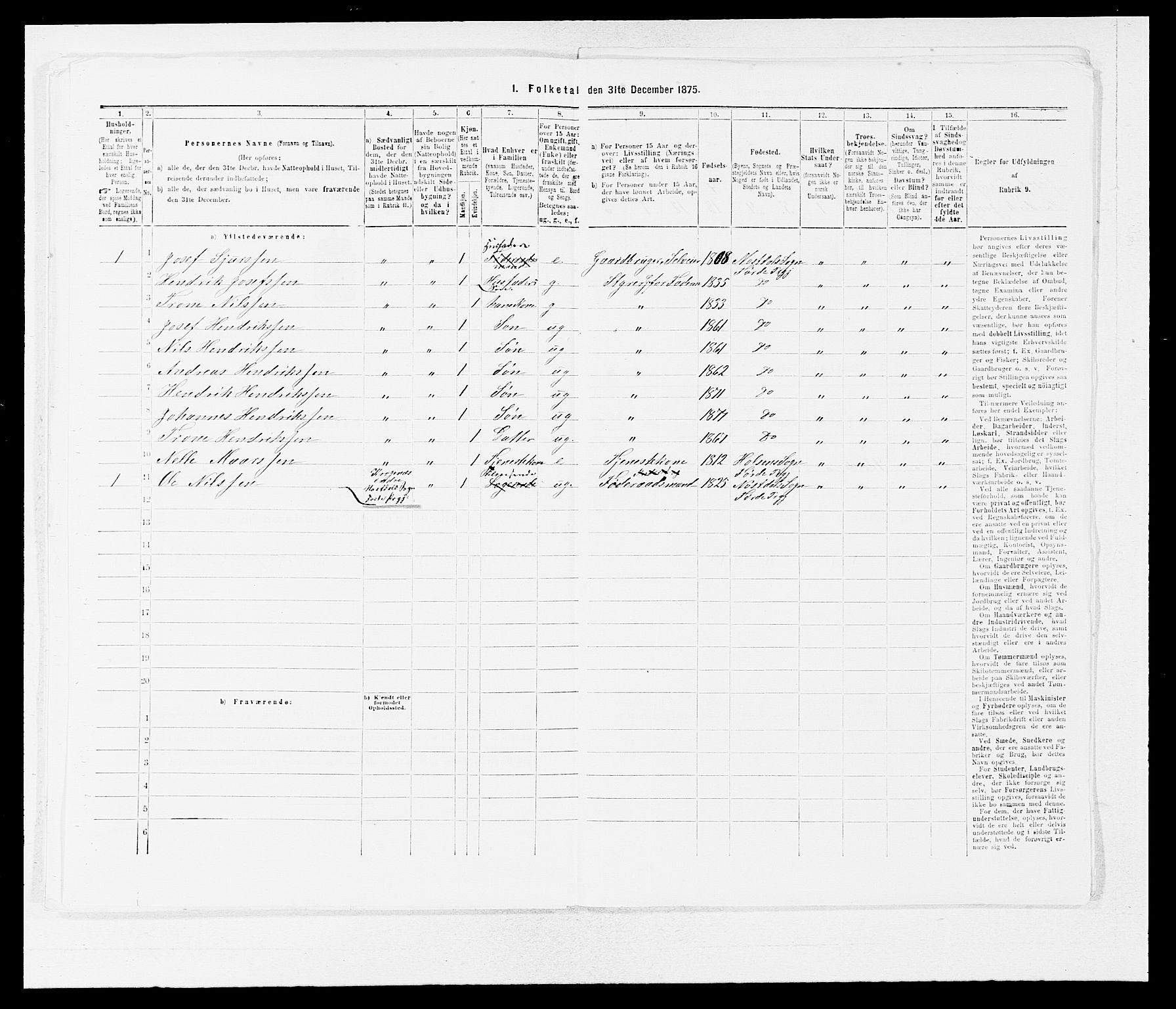 SAB, 1875 census for 1432P Førde, 1875, p. 1028