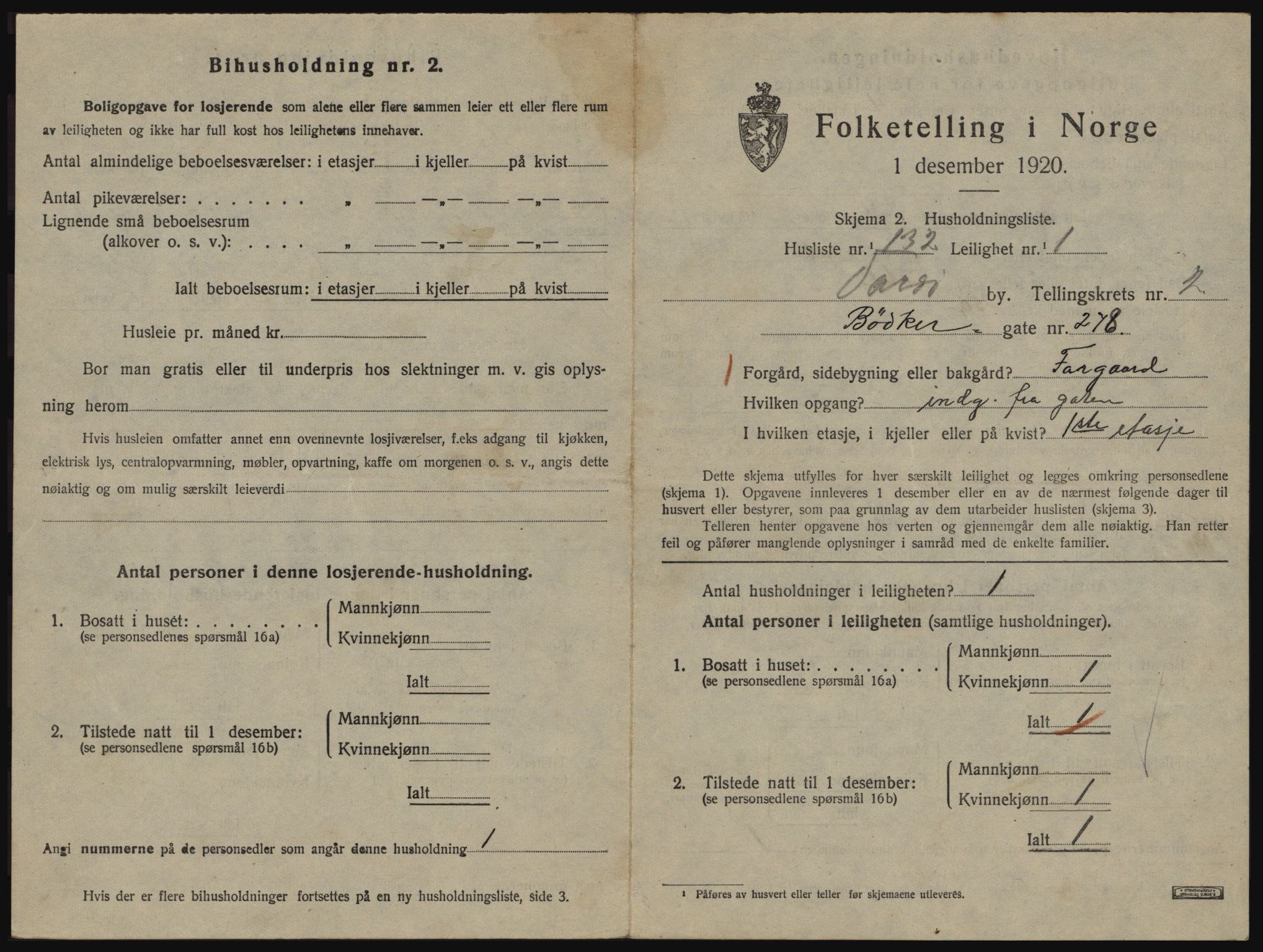 SATØ, 1920 census for Vardø, 1920, p. 2221